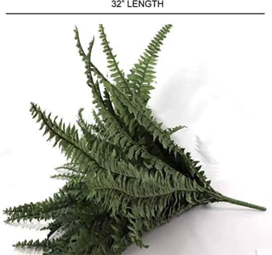 3-Pack – 48” Artificial Boston Ferns with 88 Fronds – Indoor/Outdoor Silk Greenery for Hanging Planters, Office or Patio Decor