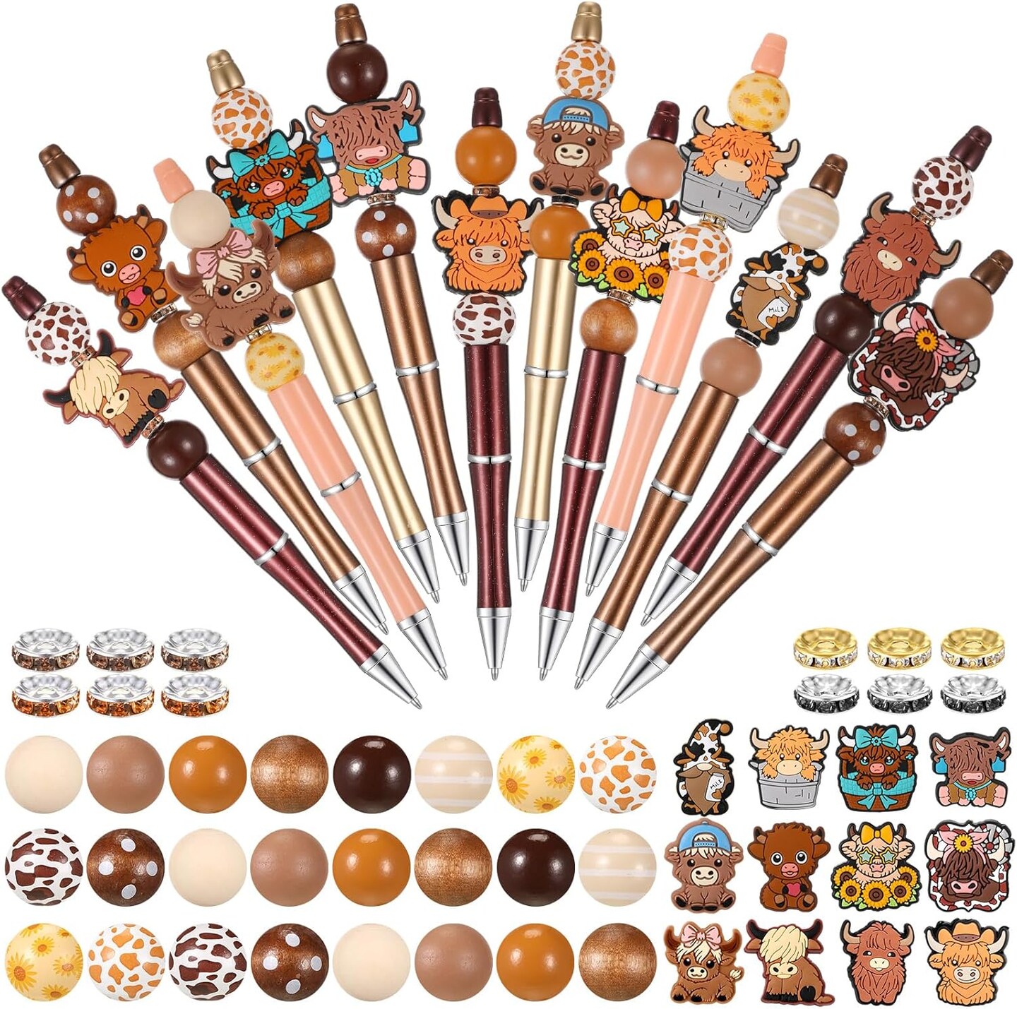 12 Set Beadable Pens Assorted Bead