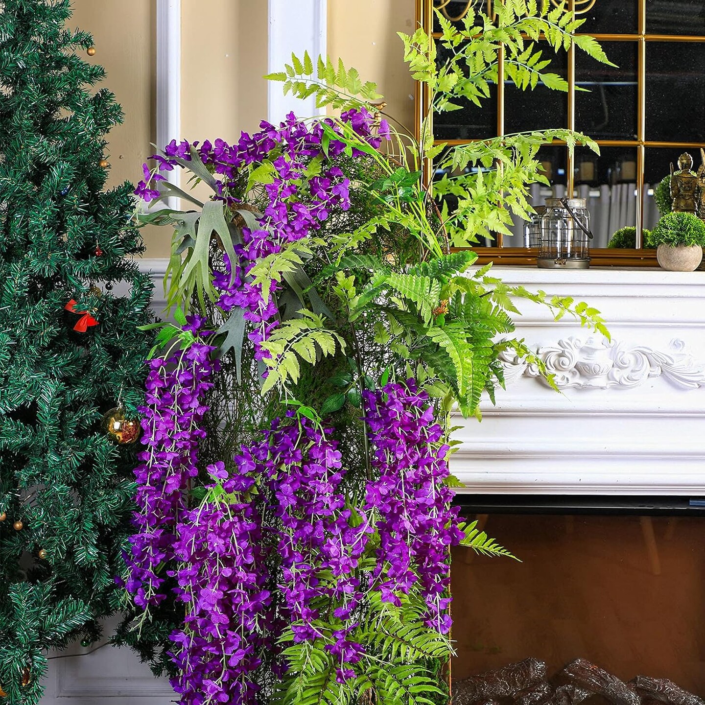 12 Pieces Artificial Wisteria Flowers 3.6 Feet Wisteria Vine Hanging Flower