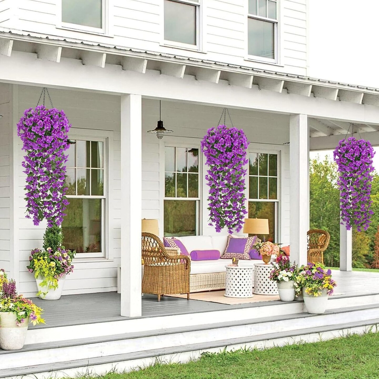 4 Pcs Artificial Hanging Flowers Fake Hanging