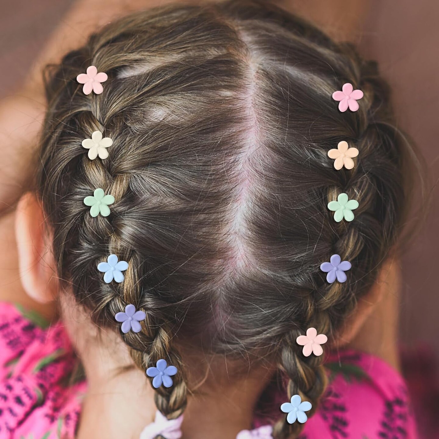 100 Pcs Mini Flower Hair Clips for Girls & Women - 0.5" Small Flower Claw Clips for Fine & Thick Hair, Colorful Tiny Floral Hair Pins with Storage Box, Cute Y2K Hair Accessories for Kids & Toddlers