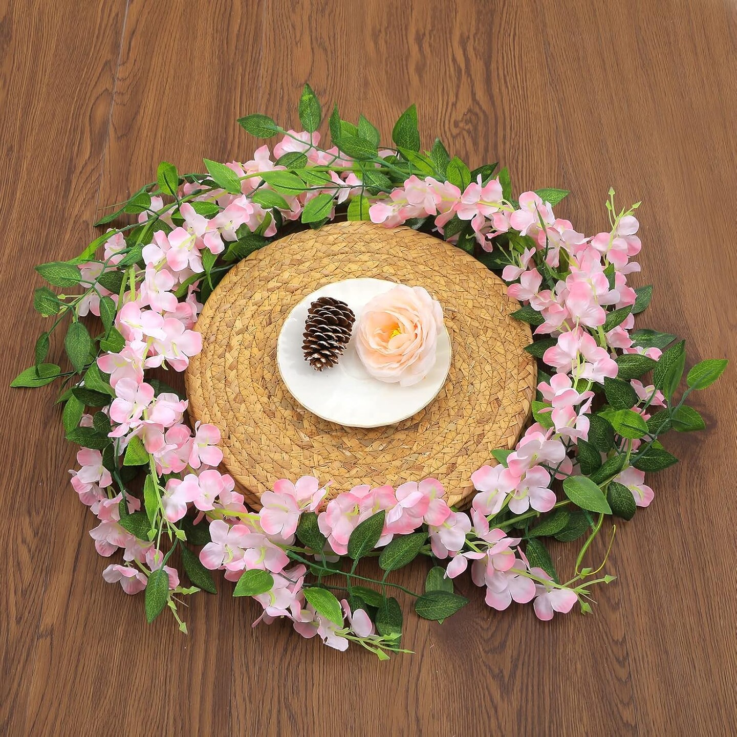 Wisteria Artificial Flowers Garland, 5Pcs Total 36FT Pink Wisteria Hanging Flowers (Pink)