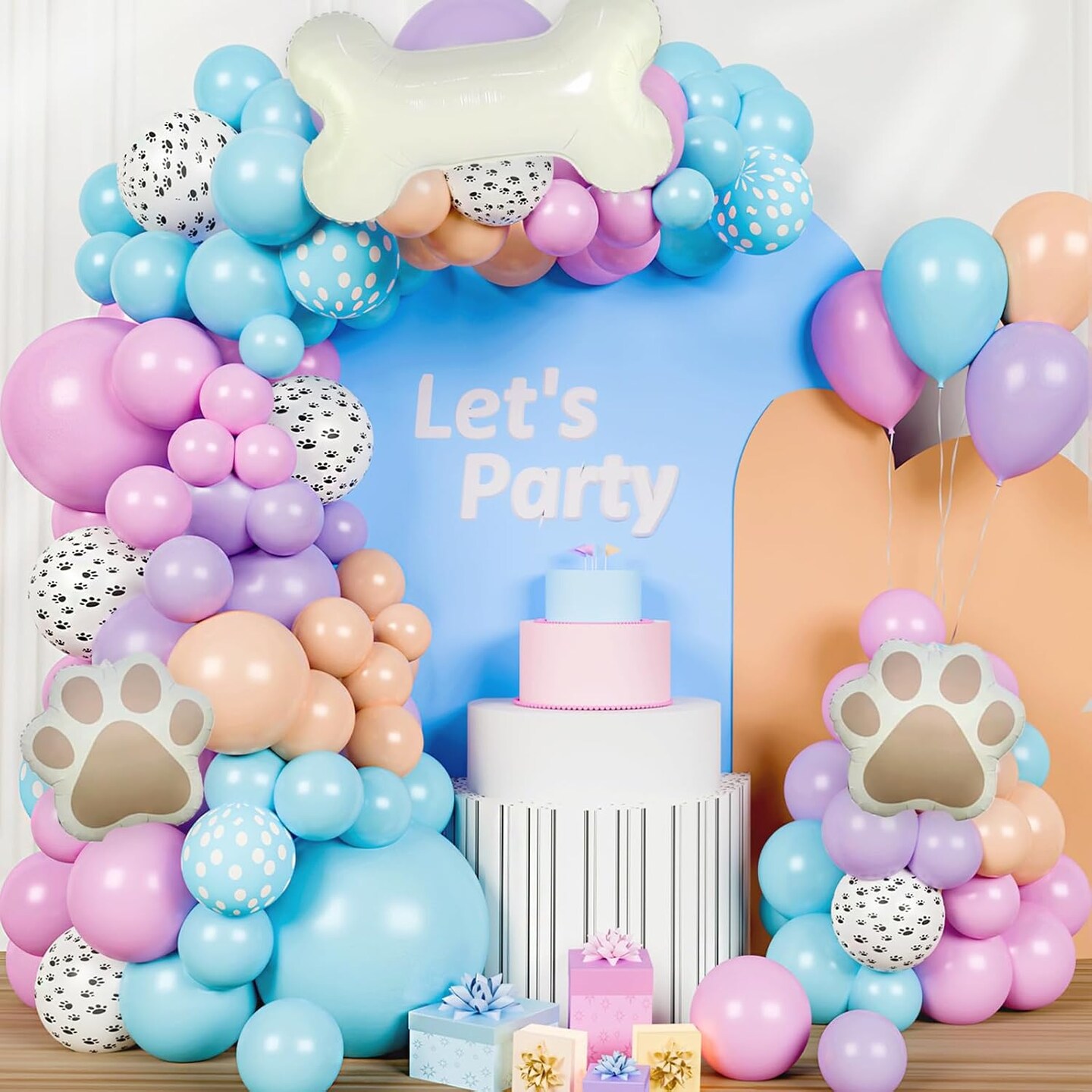 Paw Themed Dog Bone Foil Balloons Arch kit