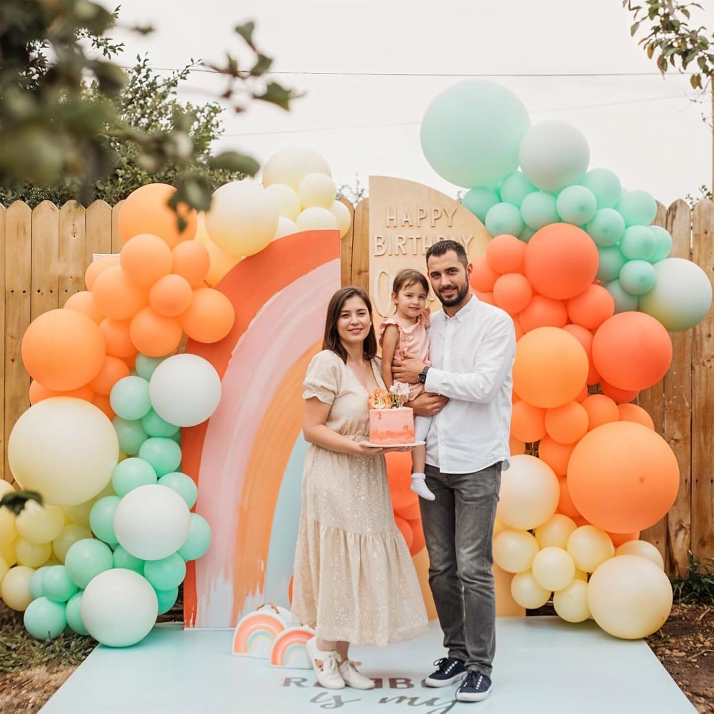 Orange and Blue Balloons Arch Kit (Pastel Teal Orange)