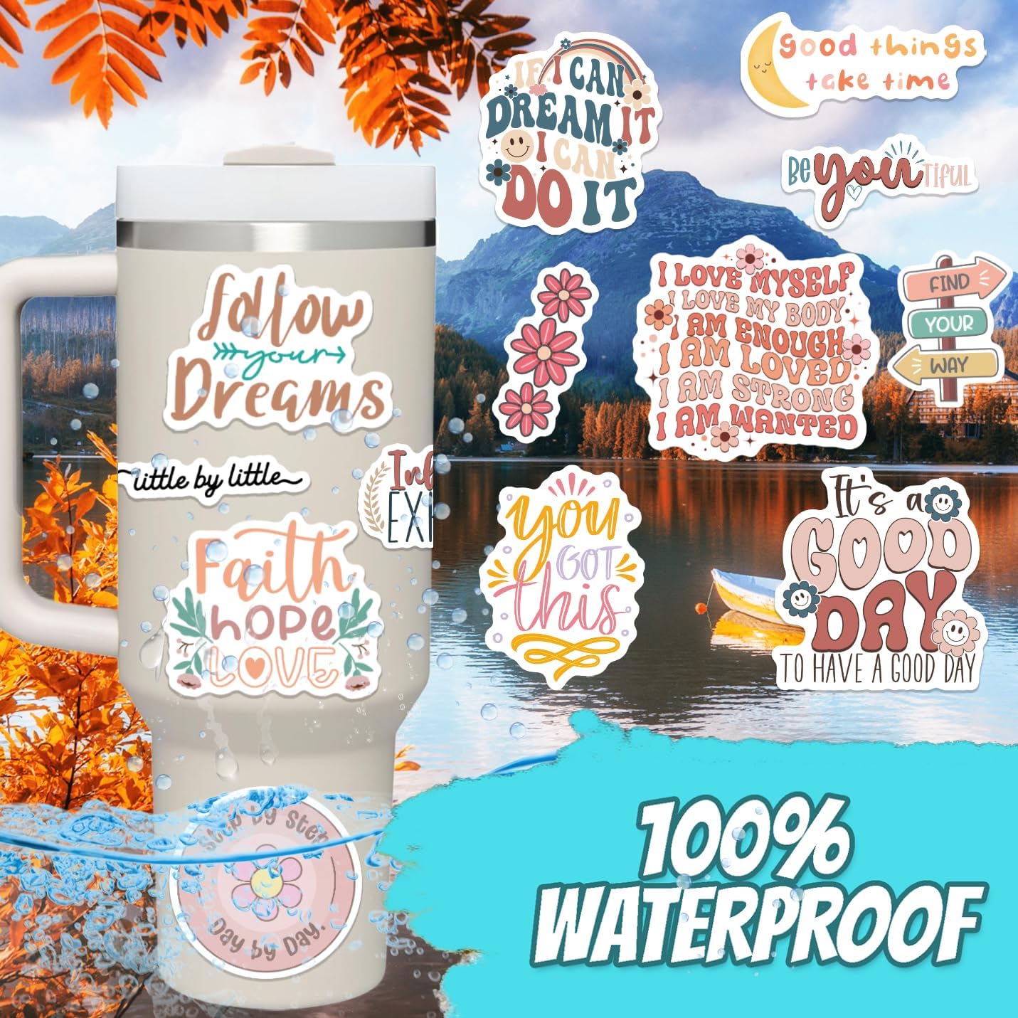 300PCS Motivational Stickers for Vision Board, Water Bottles, Laptops