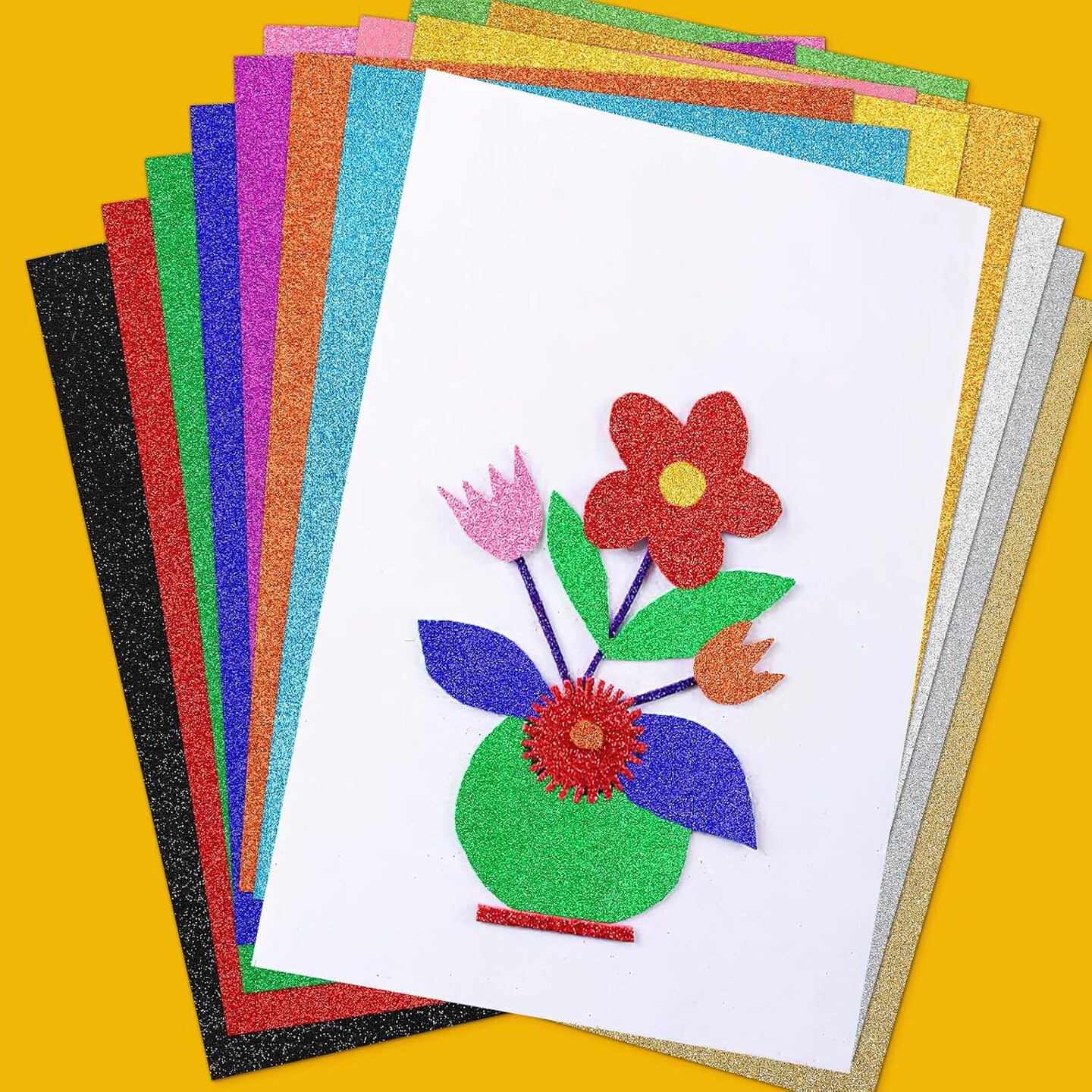 15 Pack Self Adhesive Glitter Foam Sheets for Crafts