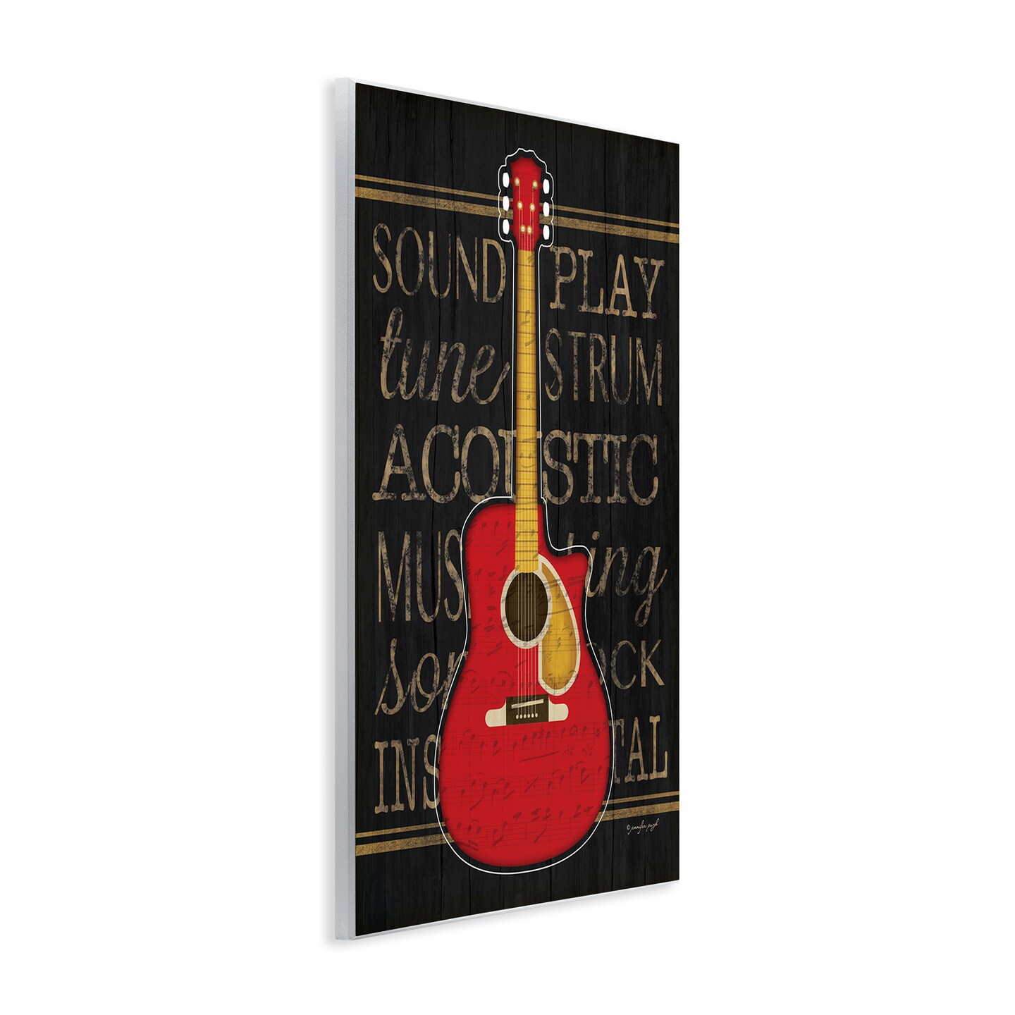 Stupell Industries Garage Band Acoustic Guitar Wall Plaque By Jennifer Pugh