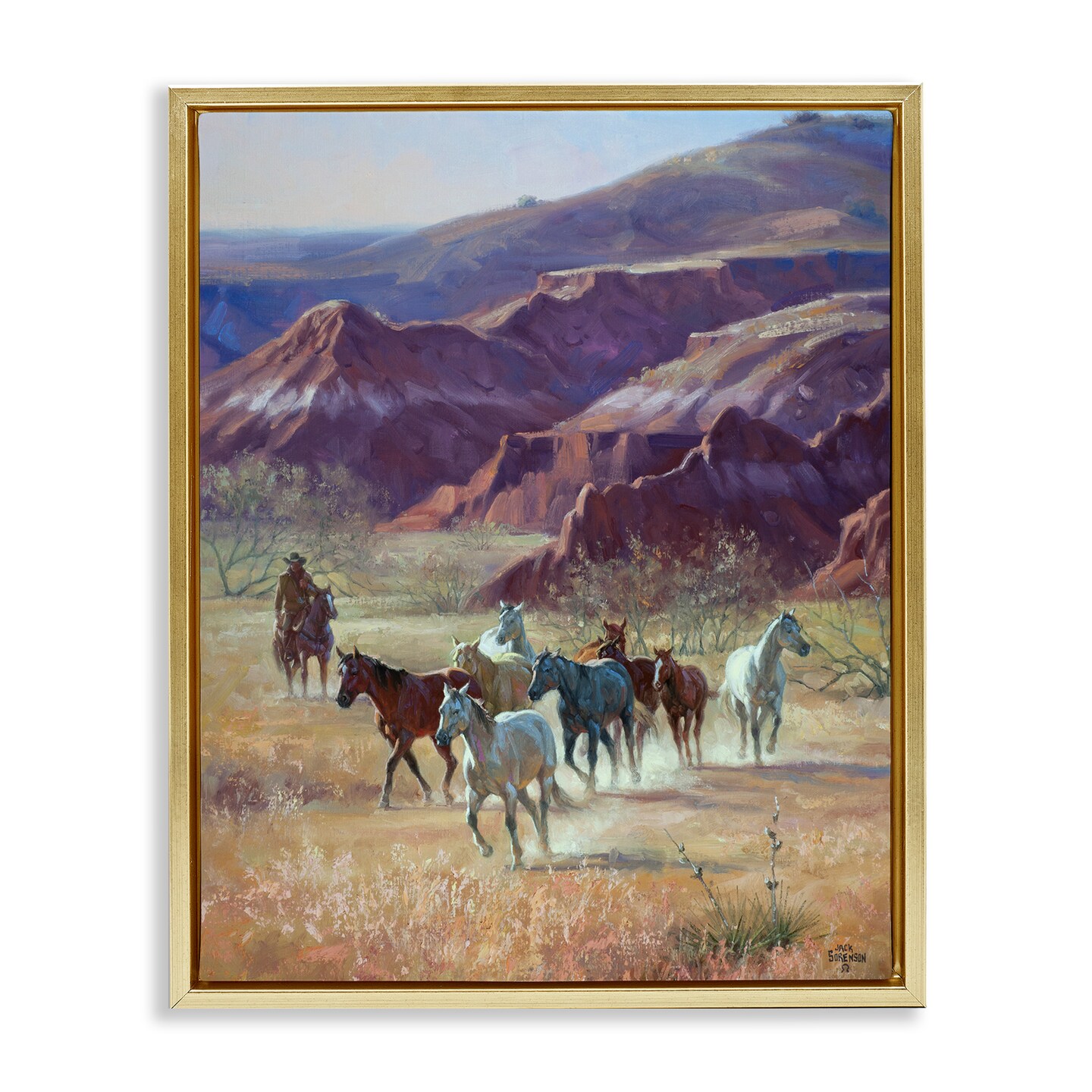 Stupell Industries Cowboy & Horses Dashing Landscape Floating Frame By Jack Sorenson