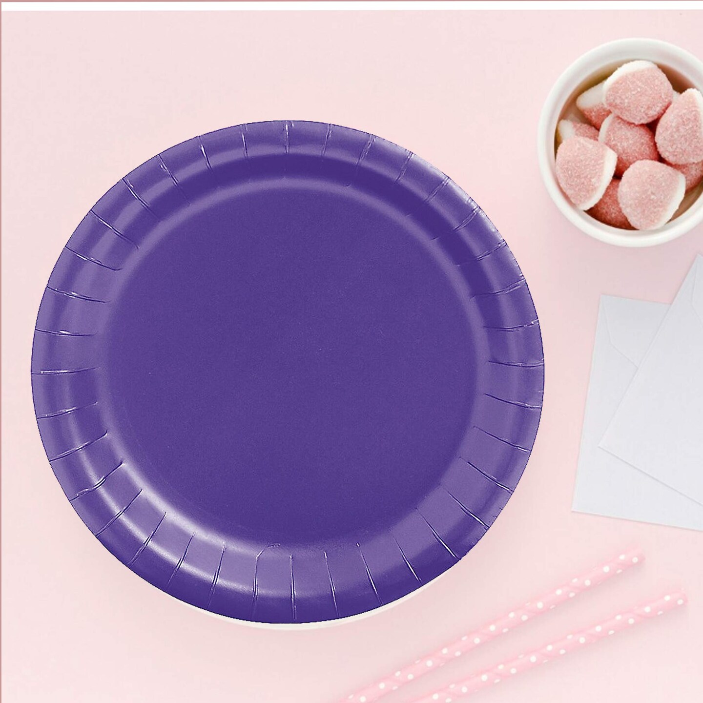 24 Count Purple Paper Plates 7&#x22; Round Disposable Dessert Plates for Parties
