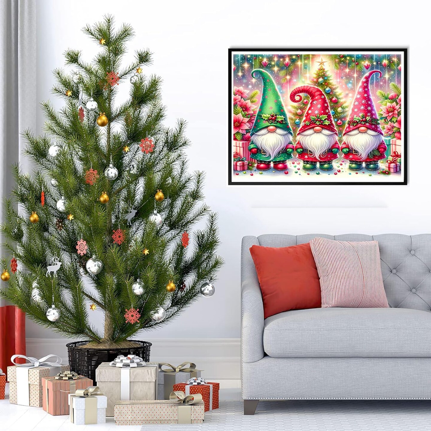 Diamond Art Kits for Adults, Christmas Gnome Diamond Painting Kit (16x12inch)