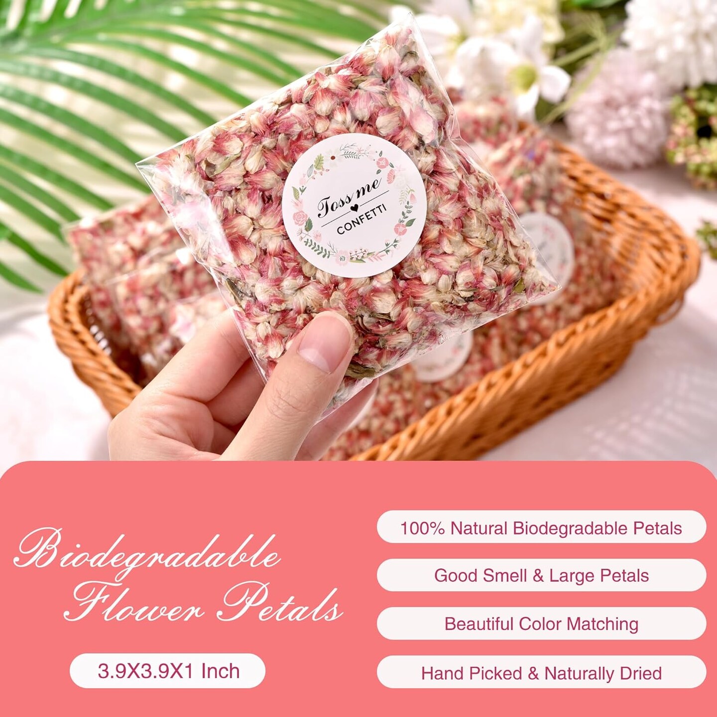 20 Pack Prefilled Confetti Packets (Pink Flower Petal)