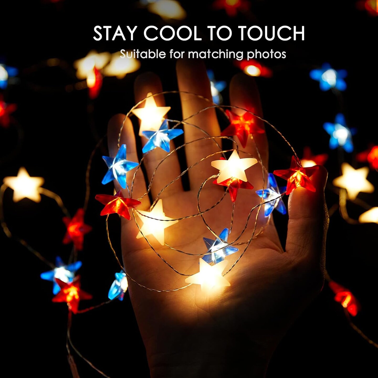 4th of July Decorations 11 FT 30 LED Red White and Blue Lights
