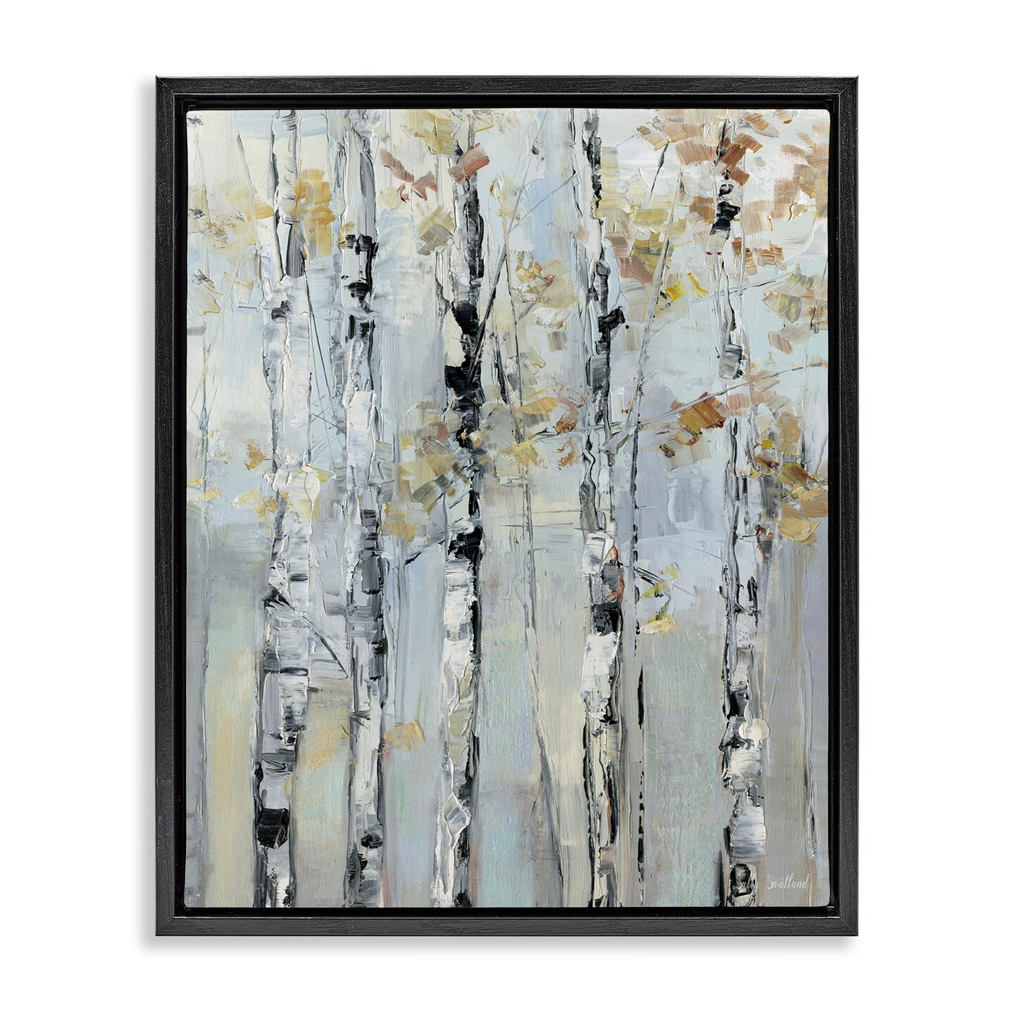 Stupell Industries Autumn Birch Abstraction Floating Frame By Sally Swatland
