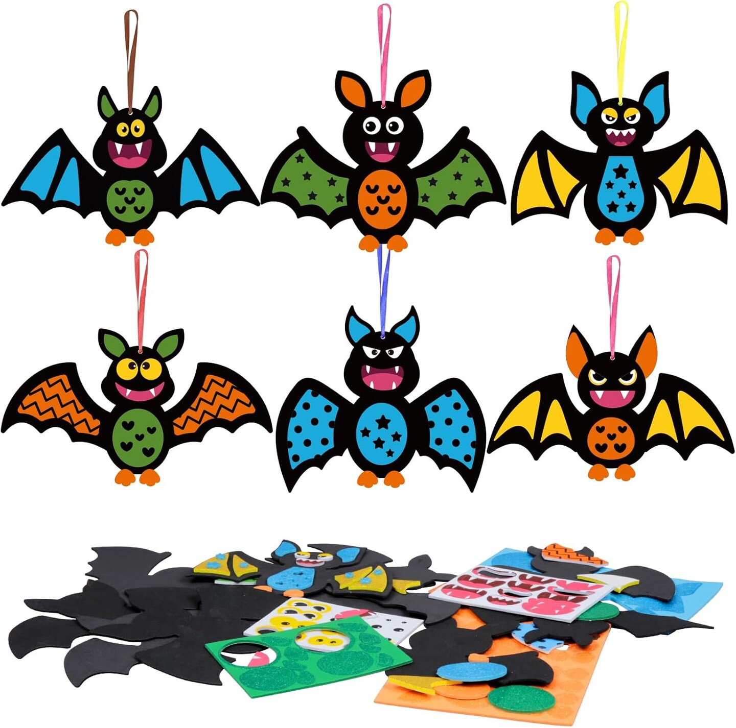 12 Pack Bat Crafts Kits Bat Foam Stickers