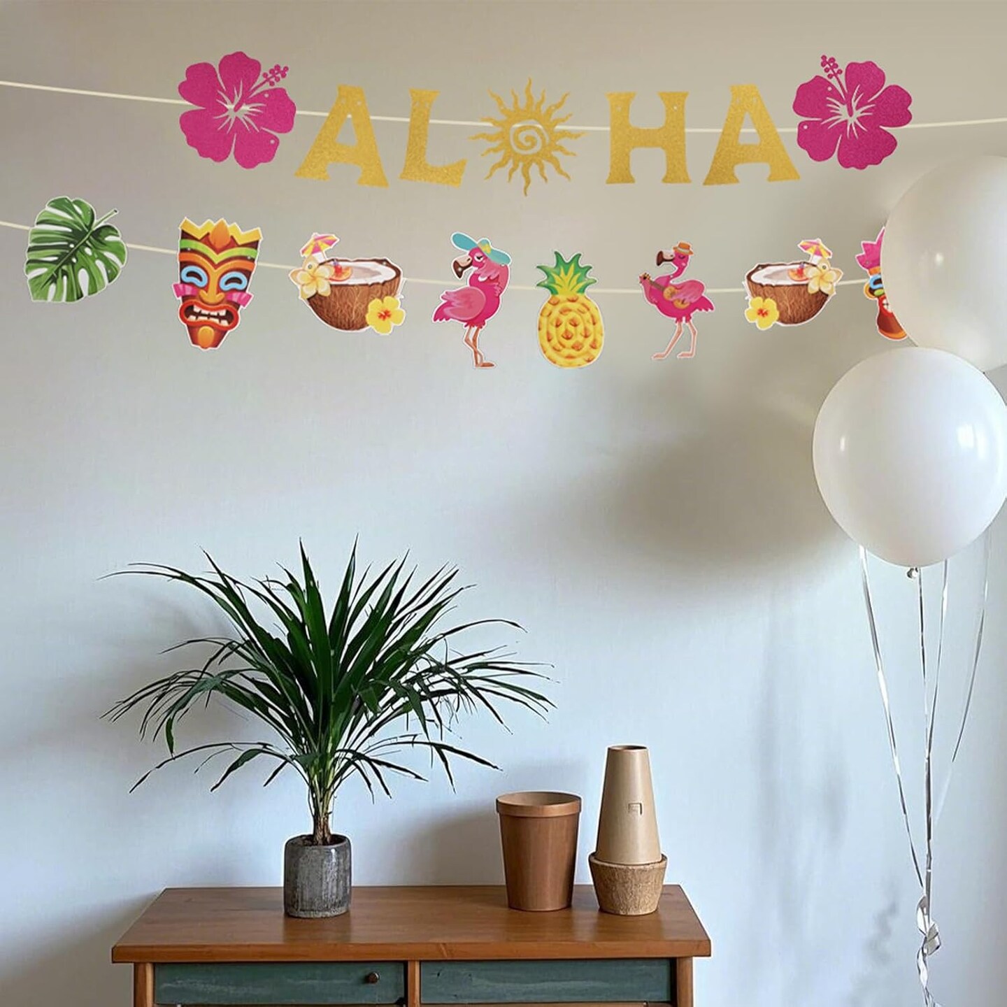 Hawaiian Aloha Party Decorations - Glittery Aloha Banner