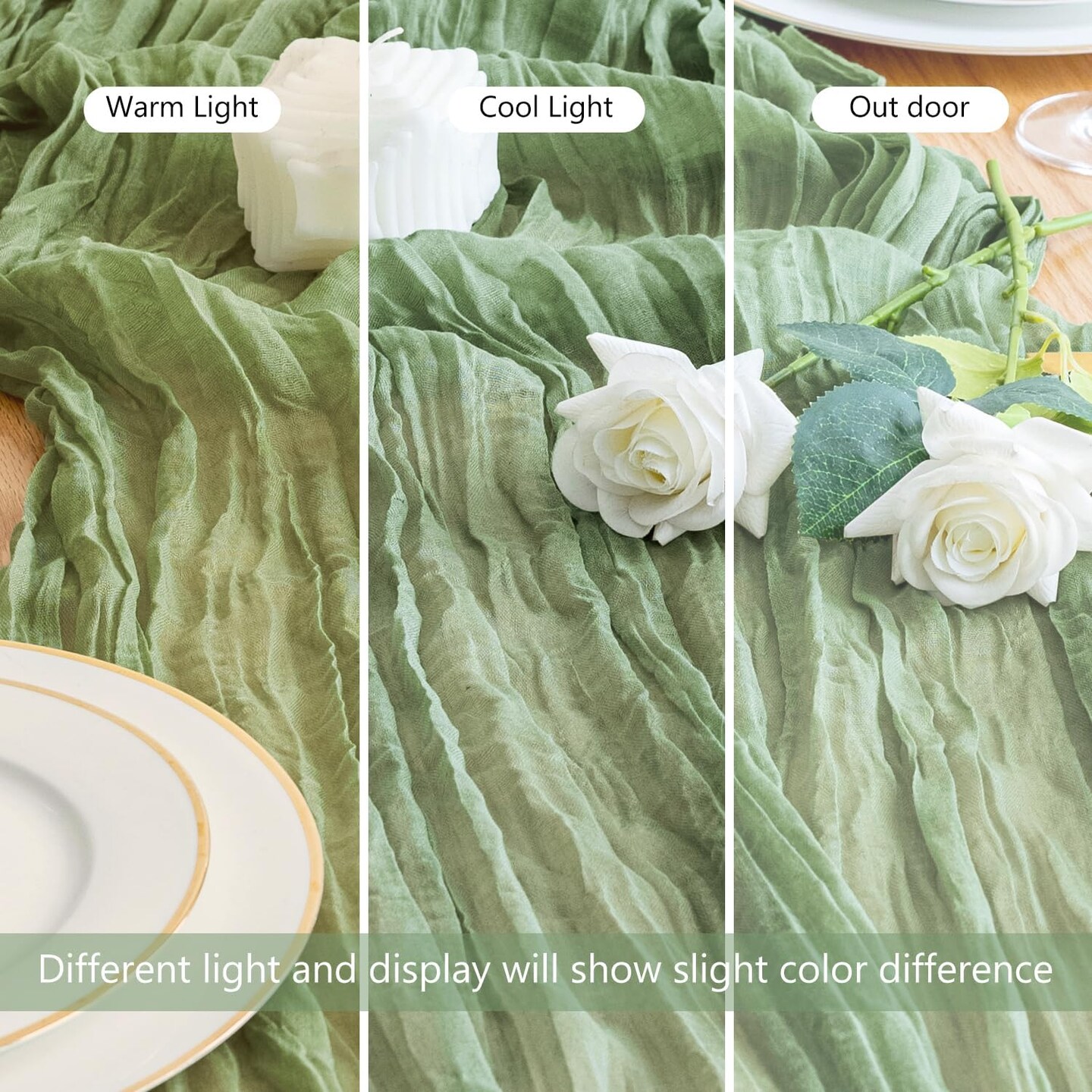 Cheesecloth Table Runner 120 Inches Sage Green Boho Gauze Cheese Cloth Runner 10FT Rustic Sheer Table Runners for Spring Easter Wedding Baby Shower Holiday Party Decoration