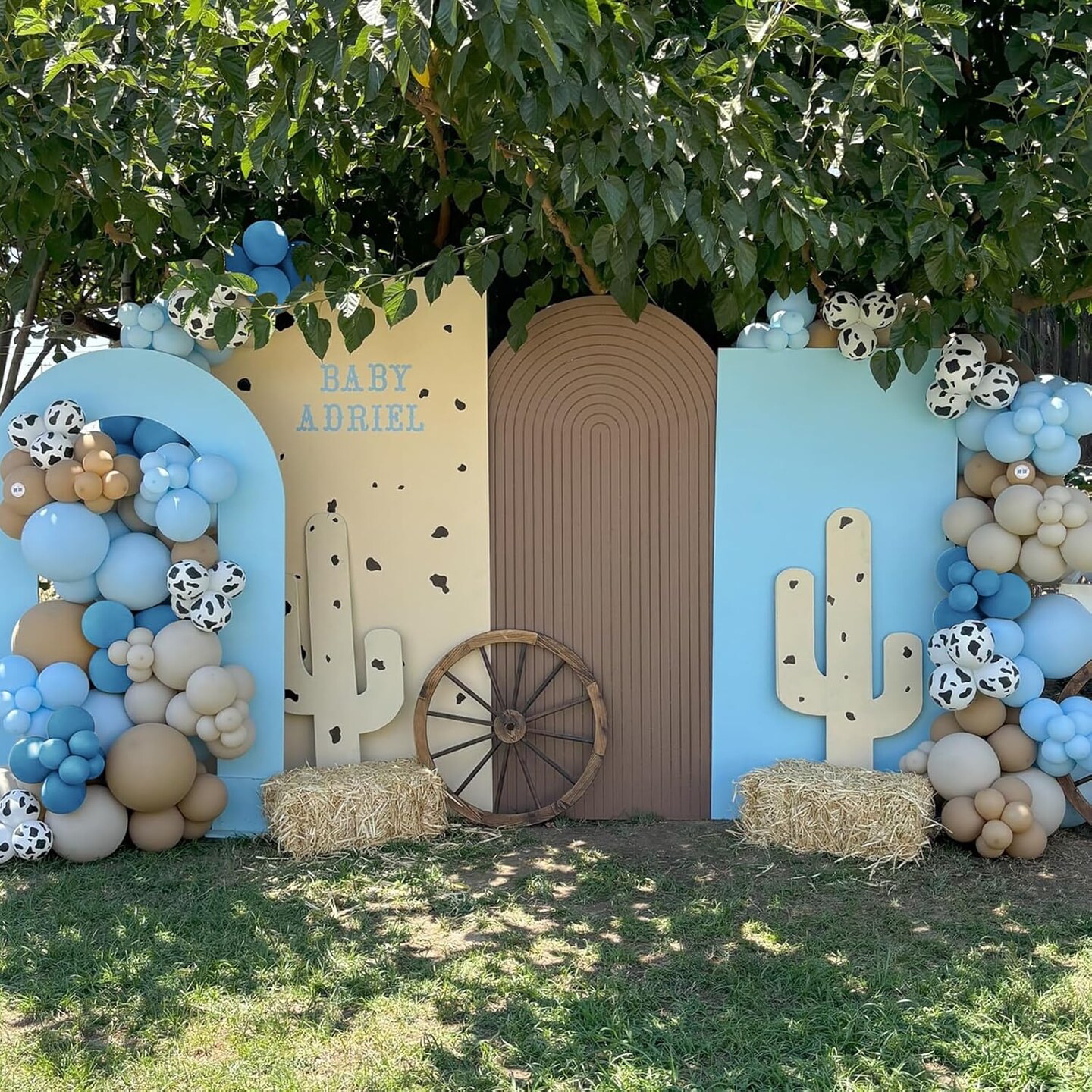 153 PCS Dusty Blue Cow Balloon Arch Garland Kit for Baby Shower(Dusty Blue Brown)