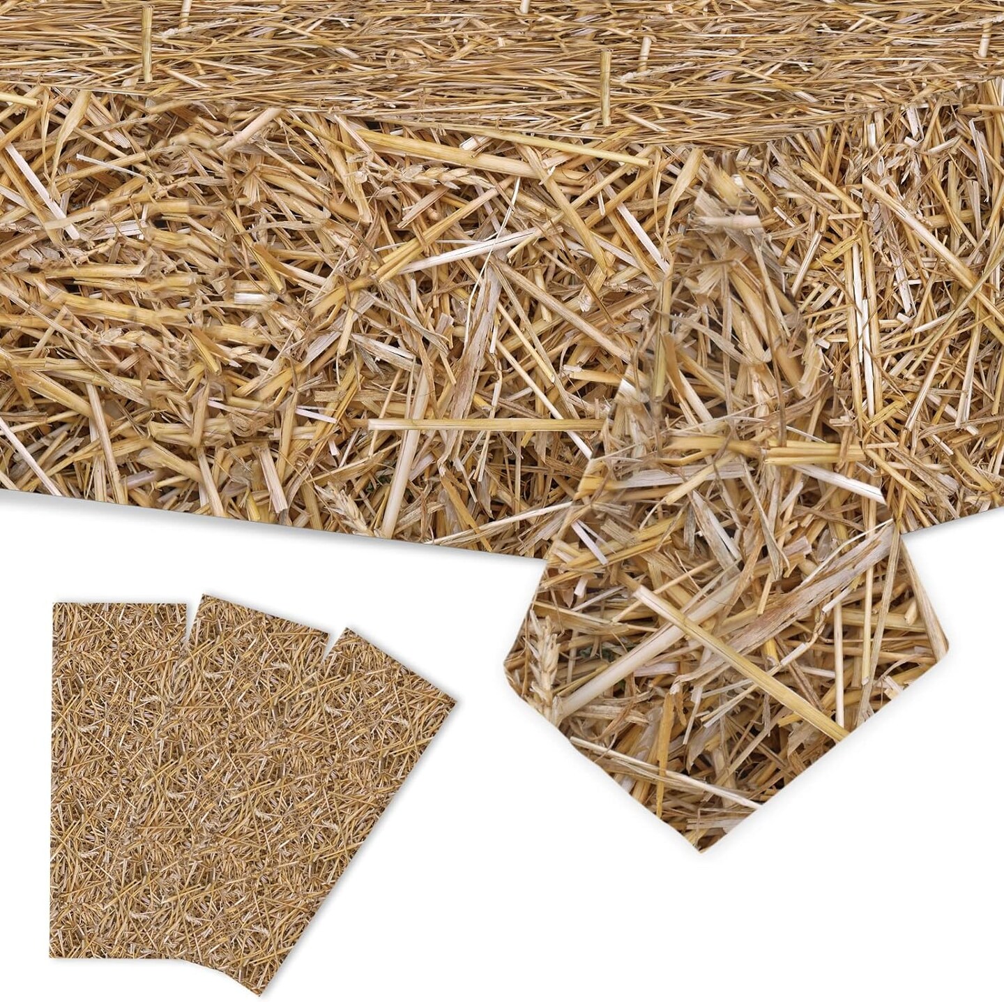 3 Pcs Straw Farm Hay Table Cover Western