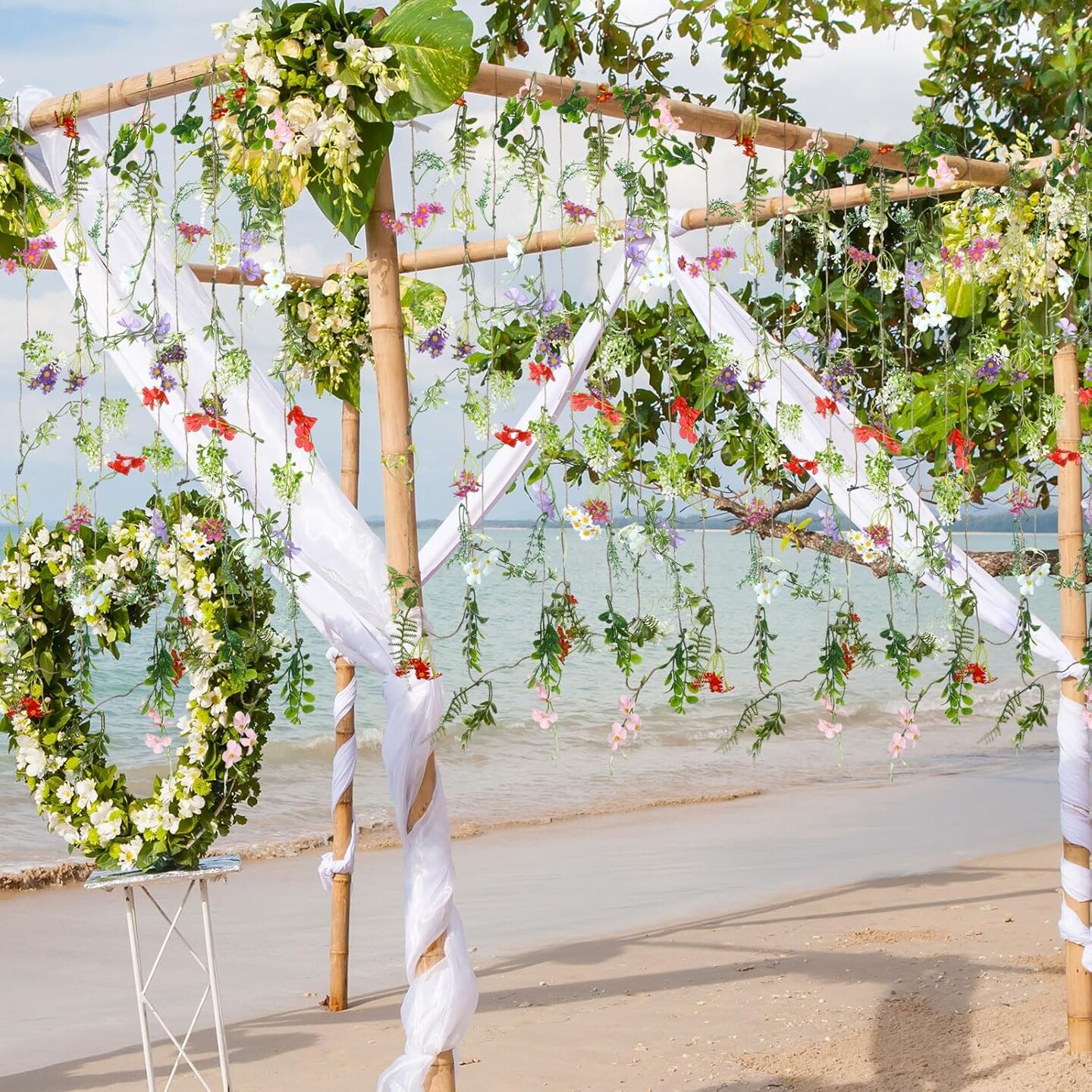 4 Pcs Artificial Wildflower Garland 6ft Faux Flower Hanging Vine Floral Garland Decorating for Room Wall Spring