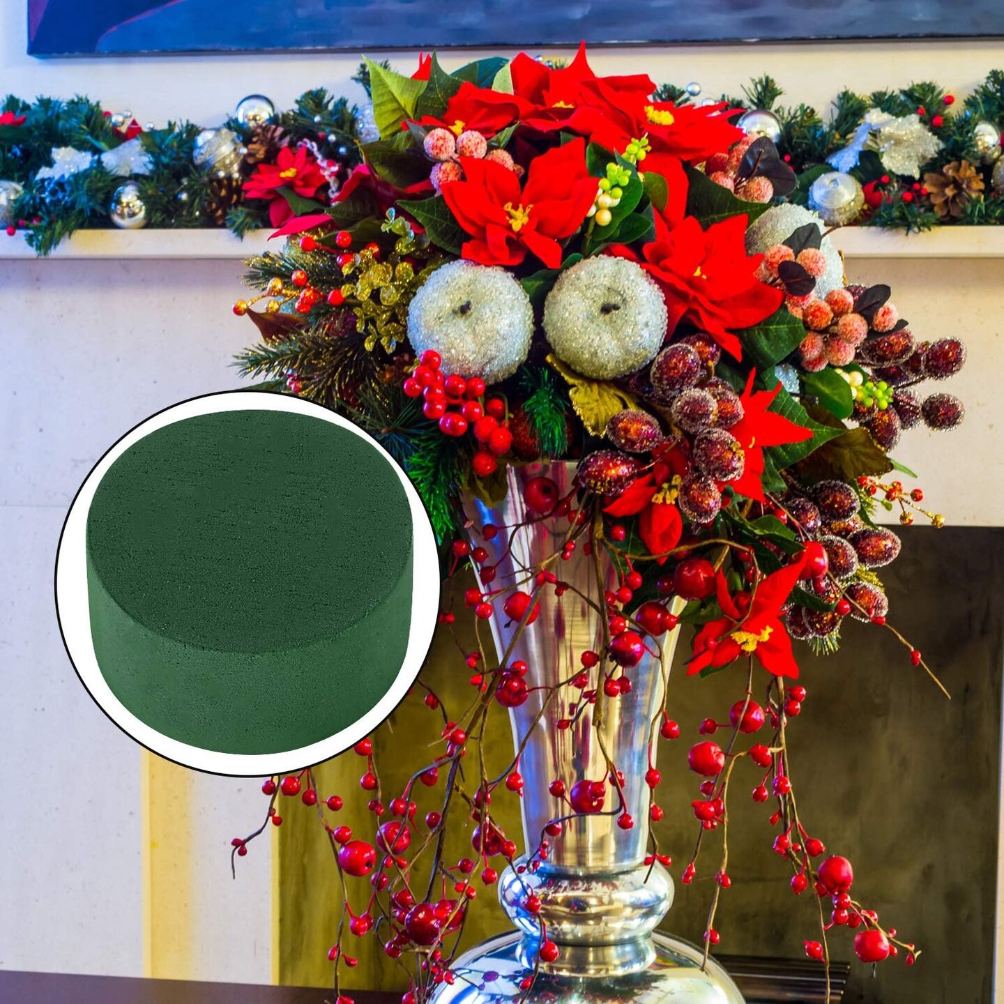 12 Pieces Round Floral Foam Wet Green Flower Foam