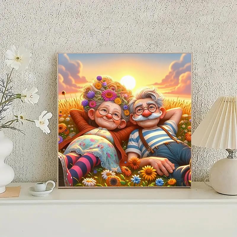 Elderly Couples 5D -Diamond Painting Kits for Adults,12x12 inch
