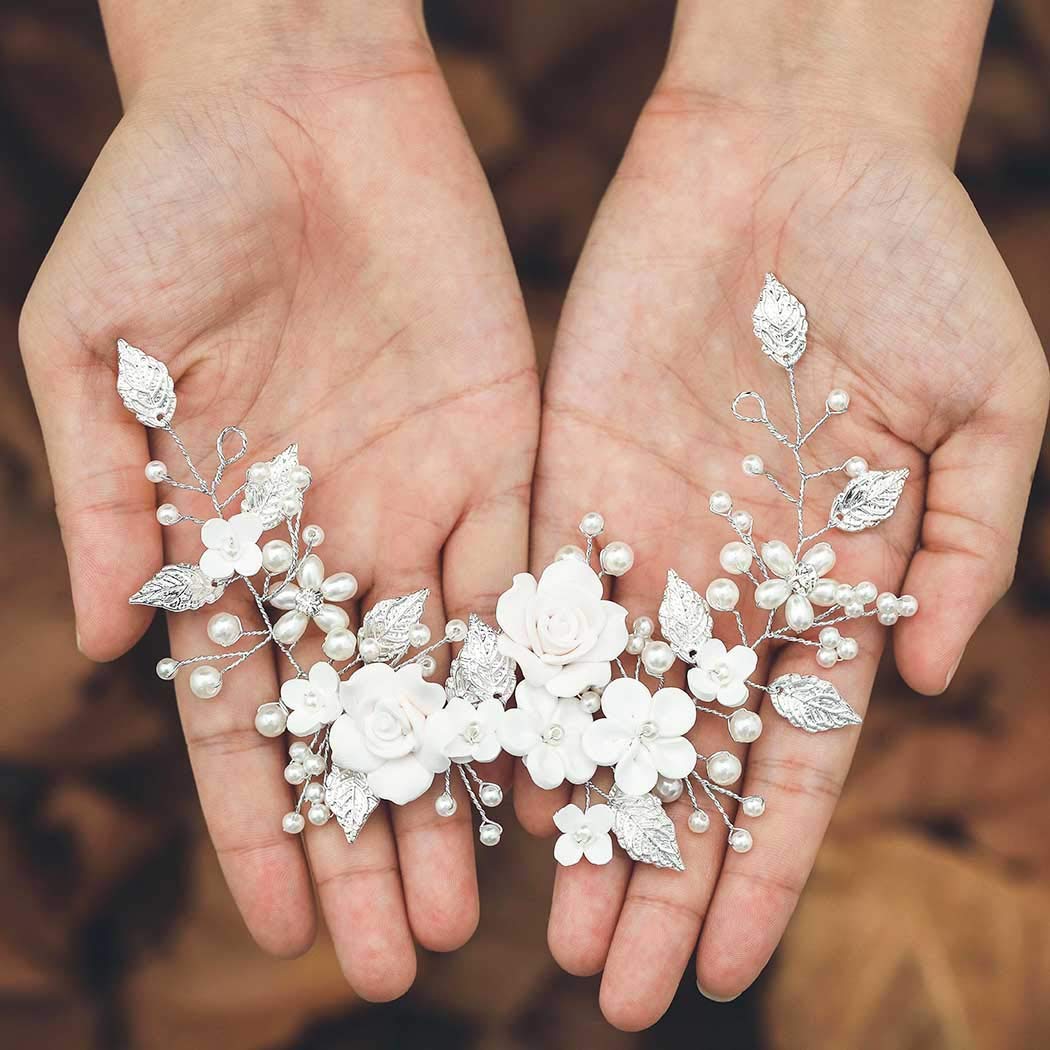 Flower Hair Vine Pearl Headpiece (A Silver)