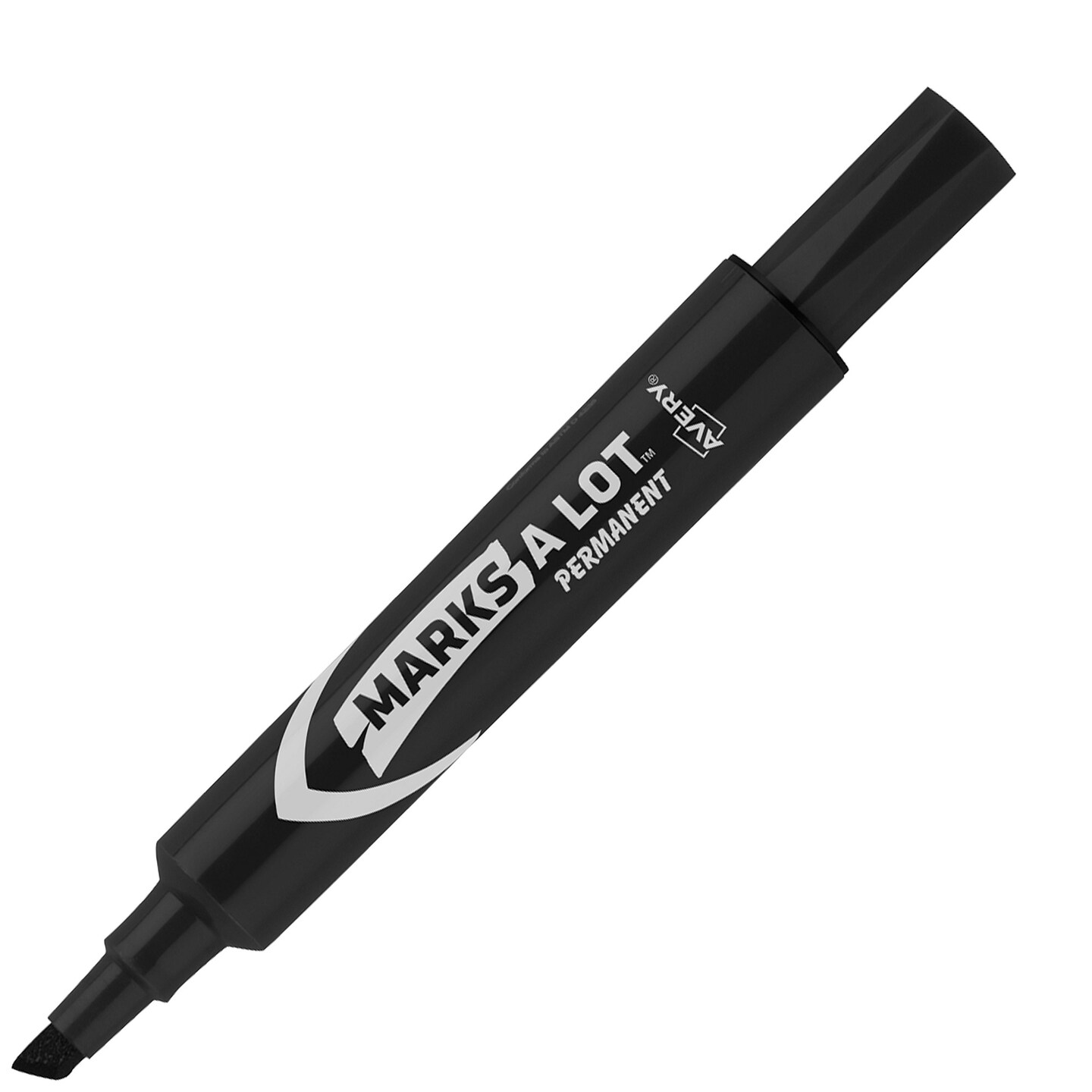 Marks-A-Lot Chisel Tip Desk Style Permanent Markers, Black, Box of 12