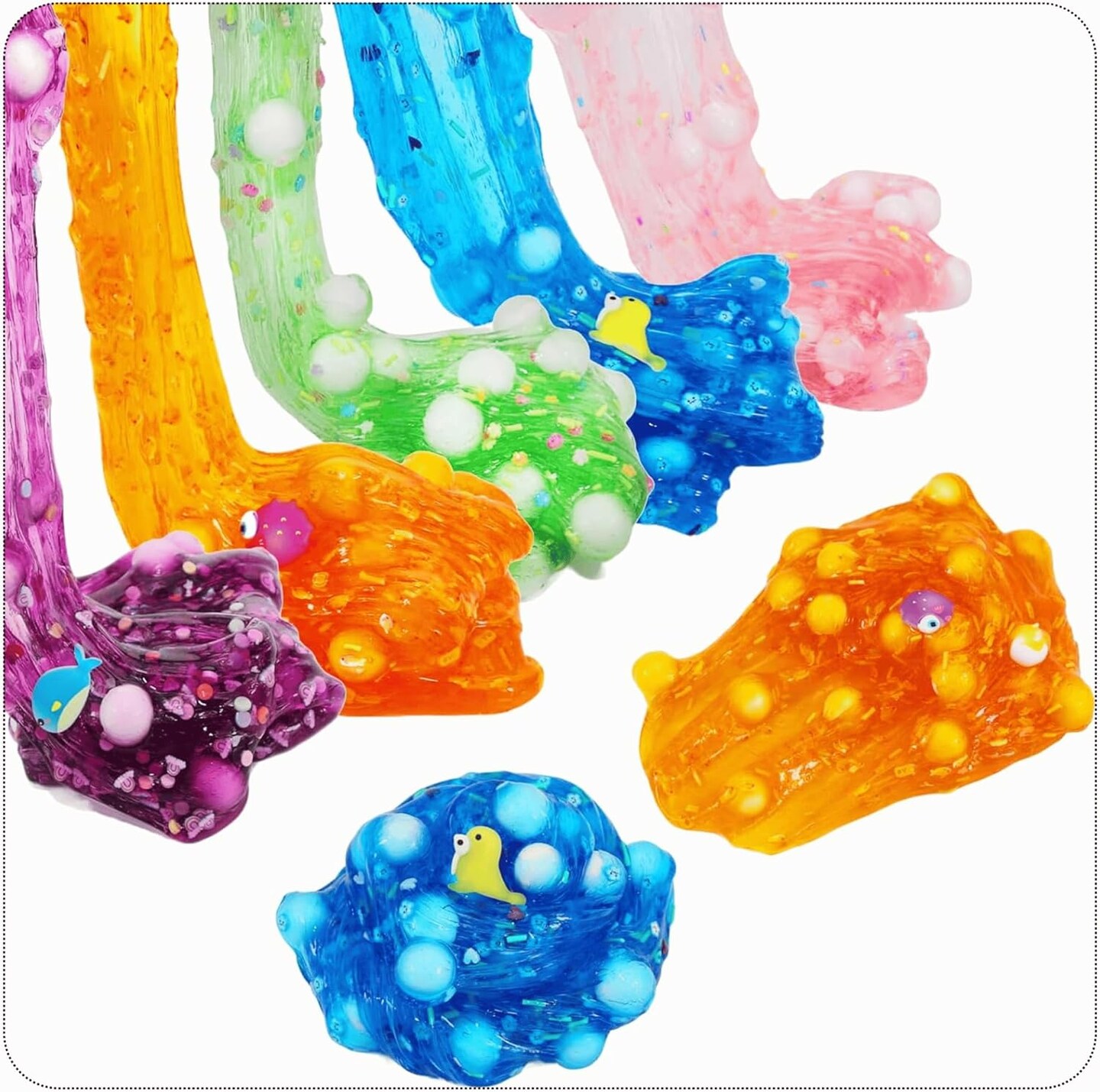 5 Pack DIY Clear Slime Kit - Includes Glitter, Resin Charms, Balls