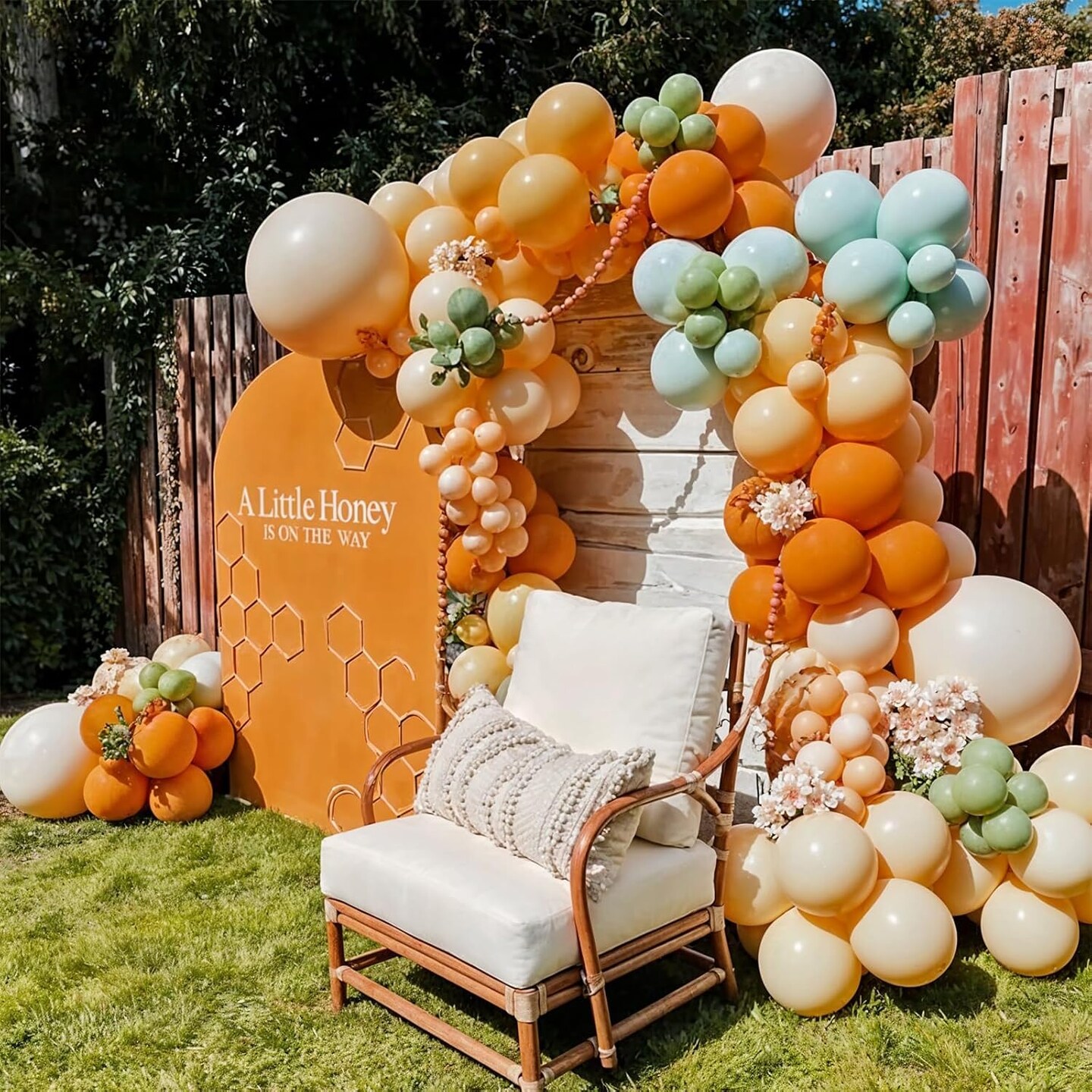 Orange and Blue Balloons Arch Kit (Pastel Teal Orange)