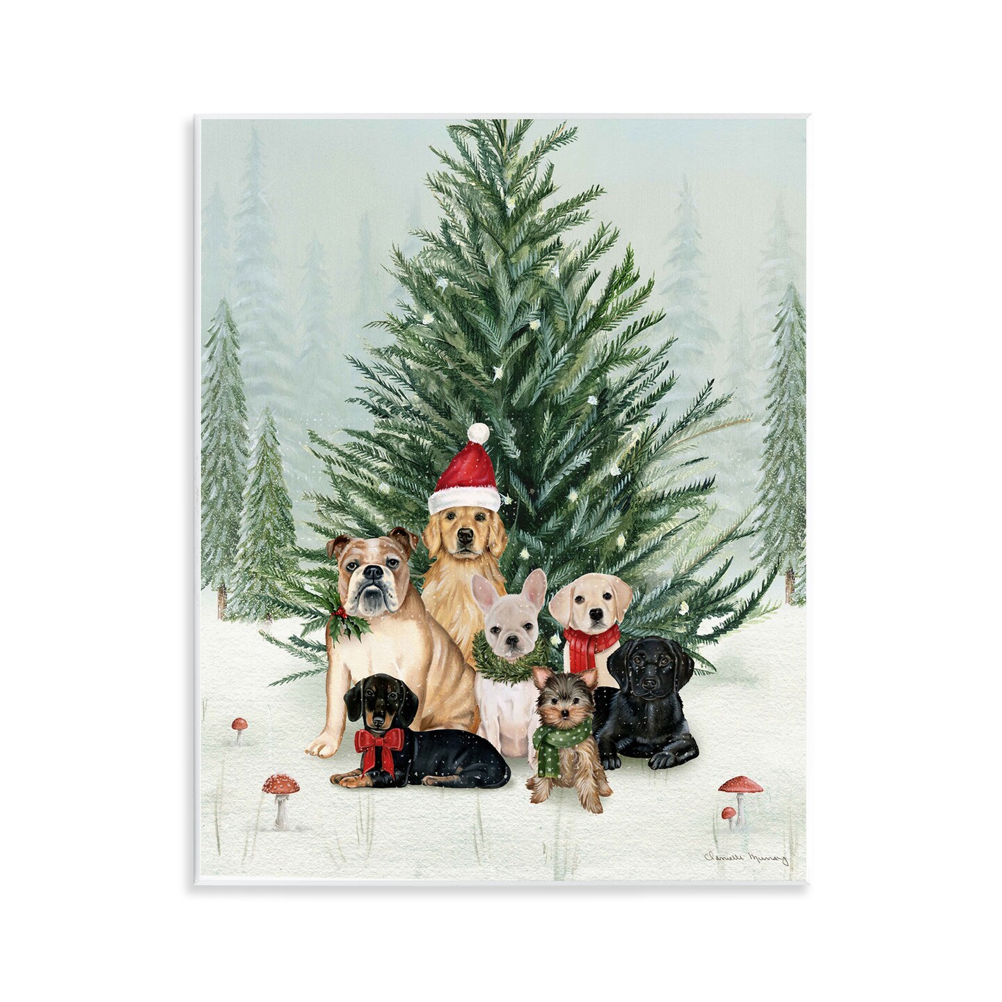 Stupell Industries Snowy Holiday Pups Scene Wall Plaque By Danielle Murray