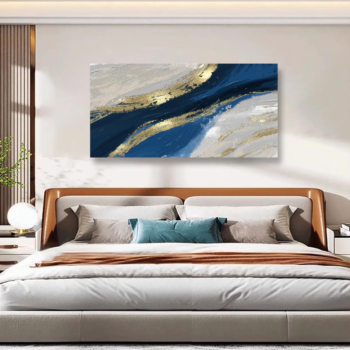 Abstract Canvas Wall Art for Living room Office Bedroom Golden Blue Wall Art