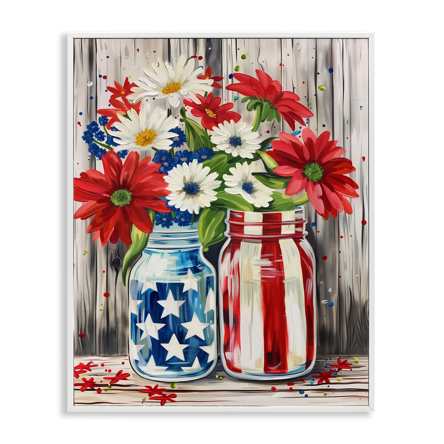 Stupell Industries Patriotic Flower Jars Framed Giclee By Arlington Prints