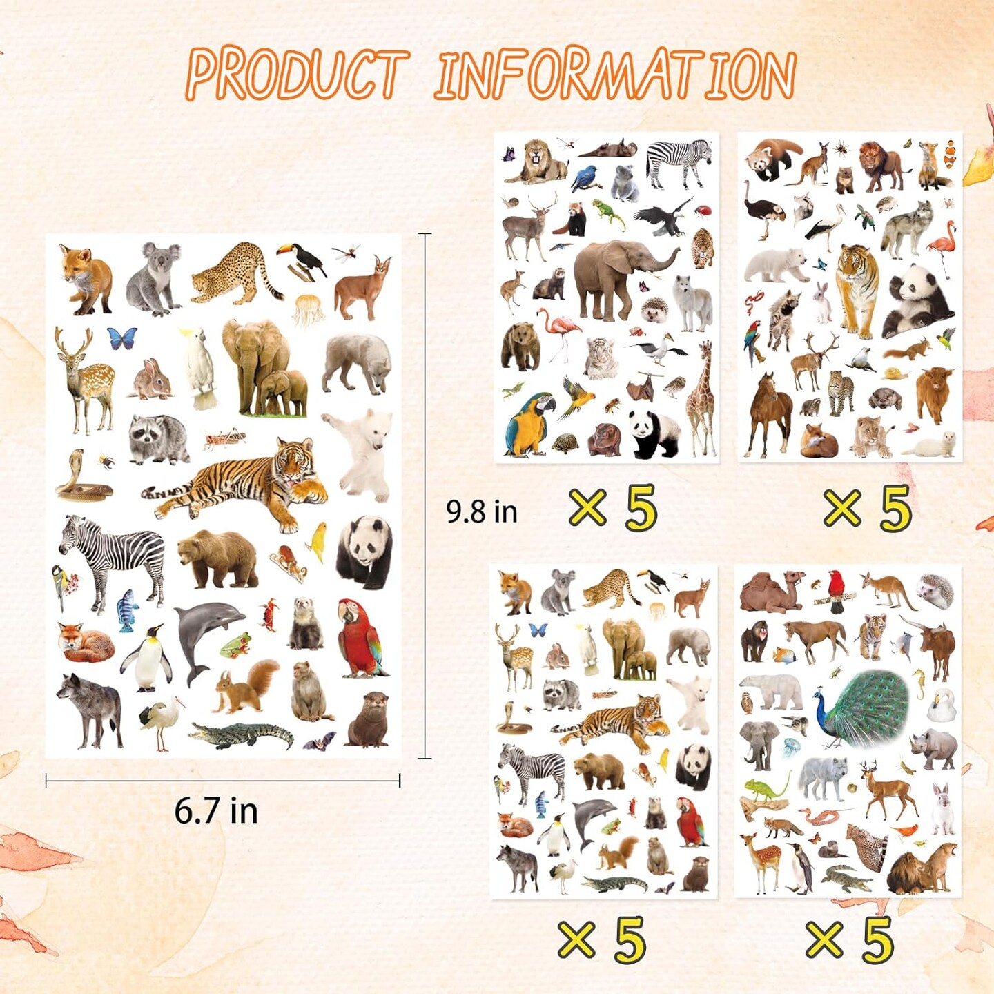 Wild Animals Stickers 750 Count Safari Jungle Animal Woodland Wildlife Zoo