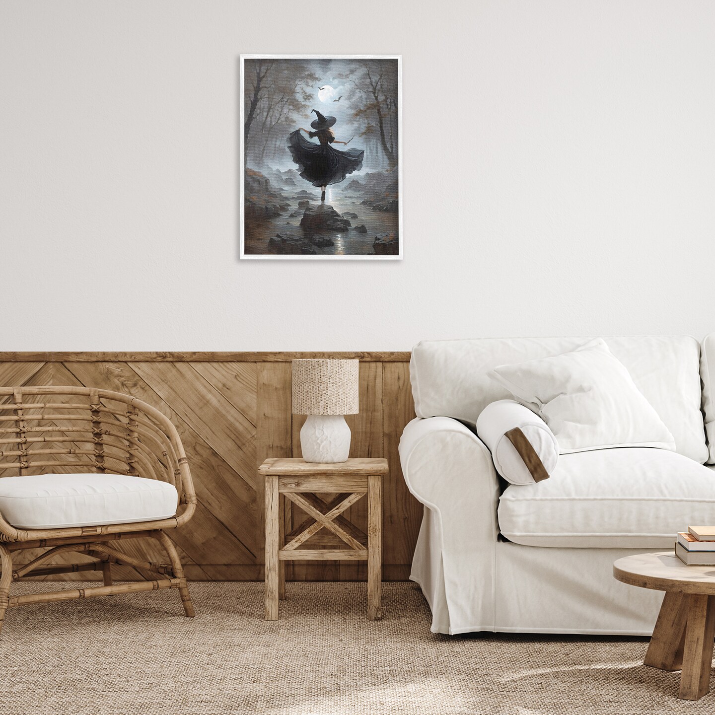 Stupell Industries Witch in Moonlit Forest Framed Giclee By Jo Moulton