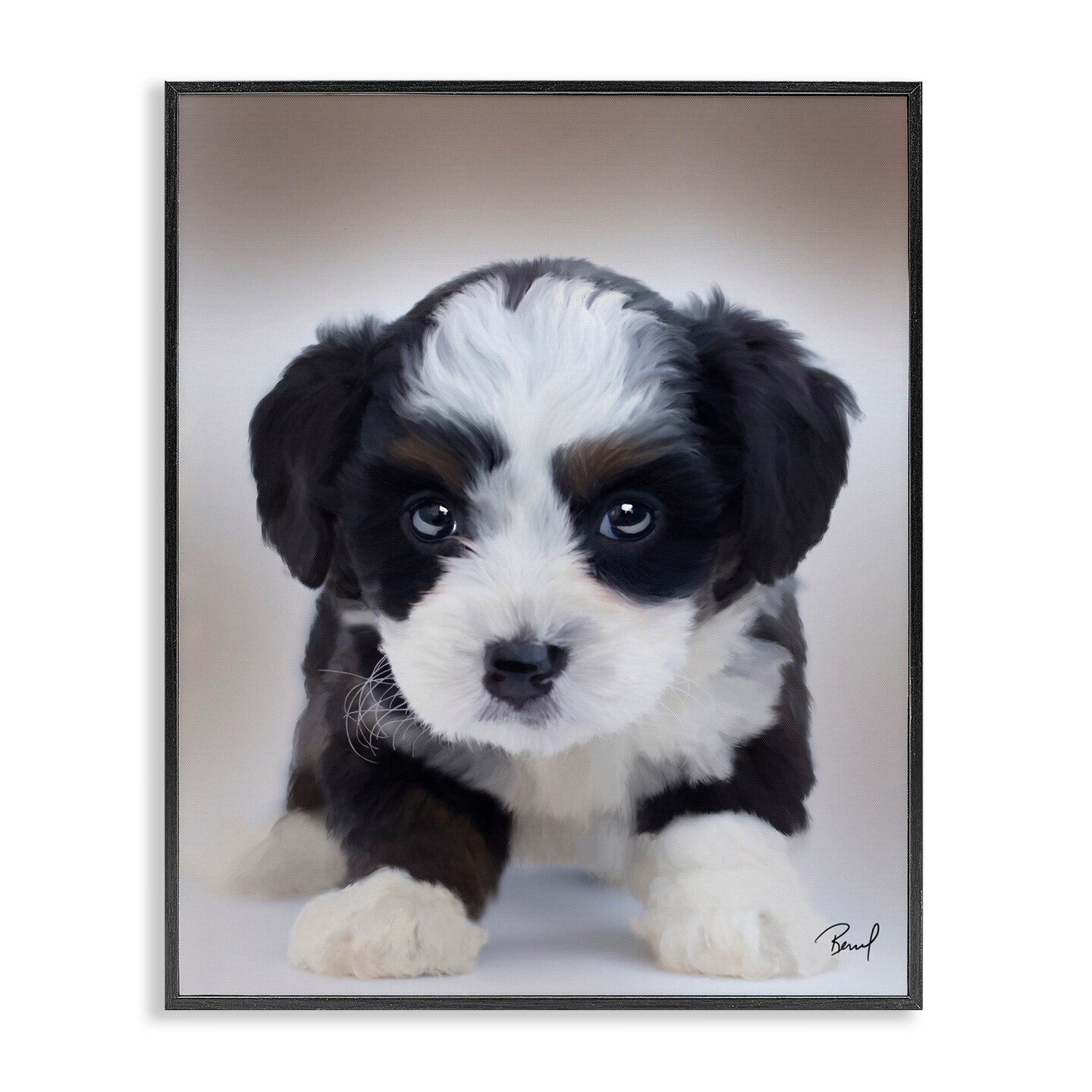 Stupell Industries Fluffy Bernedoodle Puppy Framed Giclee By Renel Peters