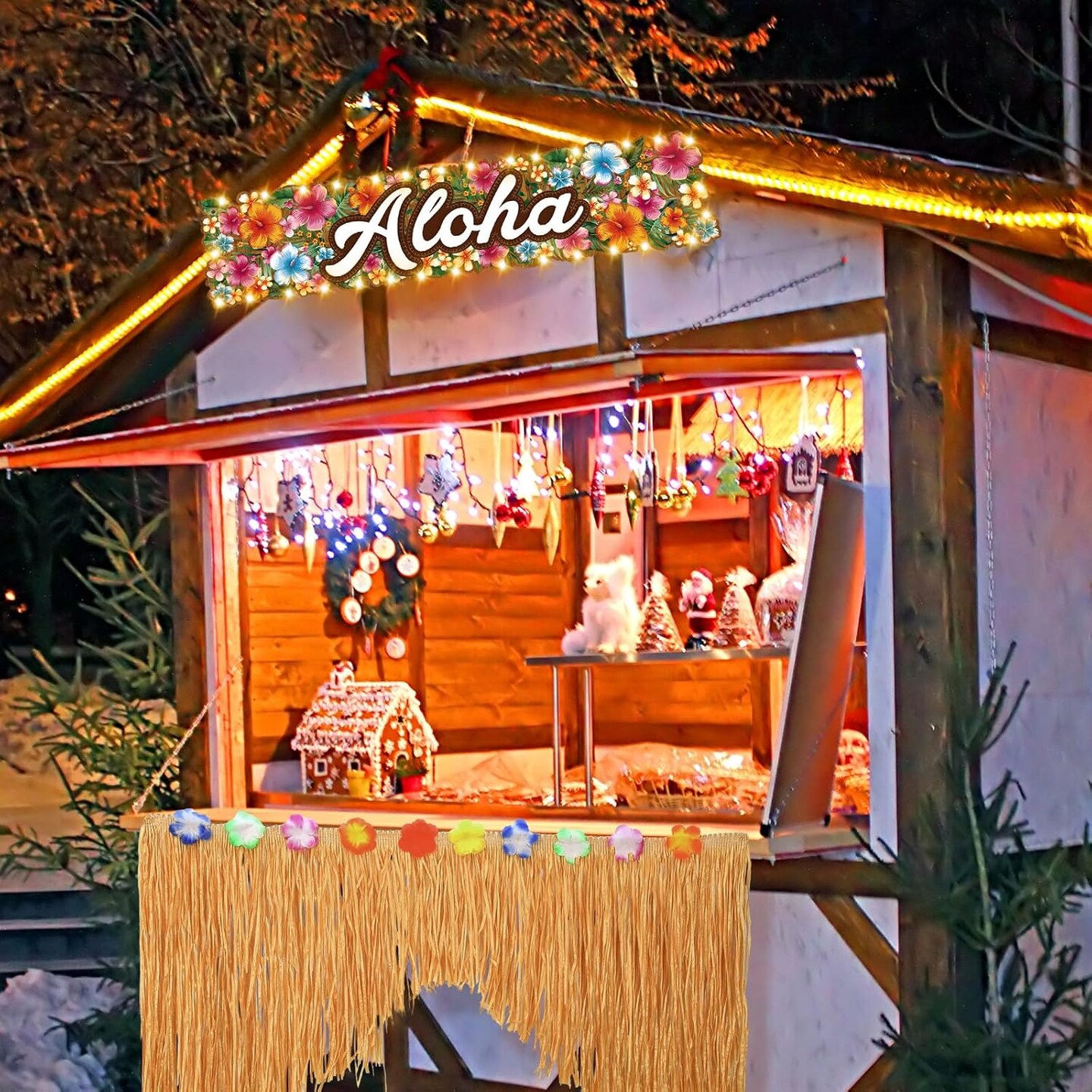 3 Pcs Hawaiian Luau Party Decoration Set Aloha Luau Party Front Door Banner Porch Sign