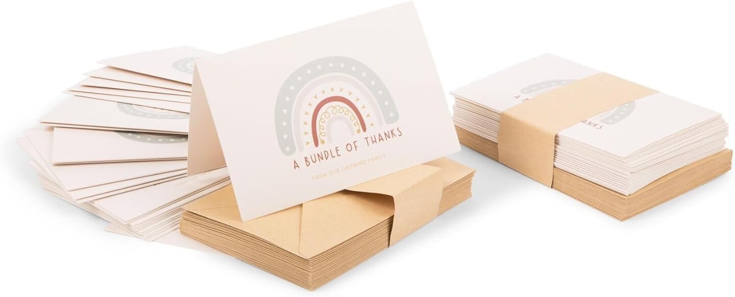 Baby Shower Thank You Cards with Envelopes, 30 Pack, Baby Girl Shower, Baby Boy Shower
