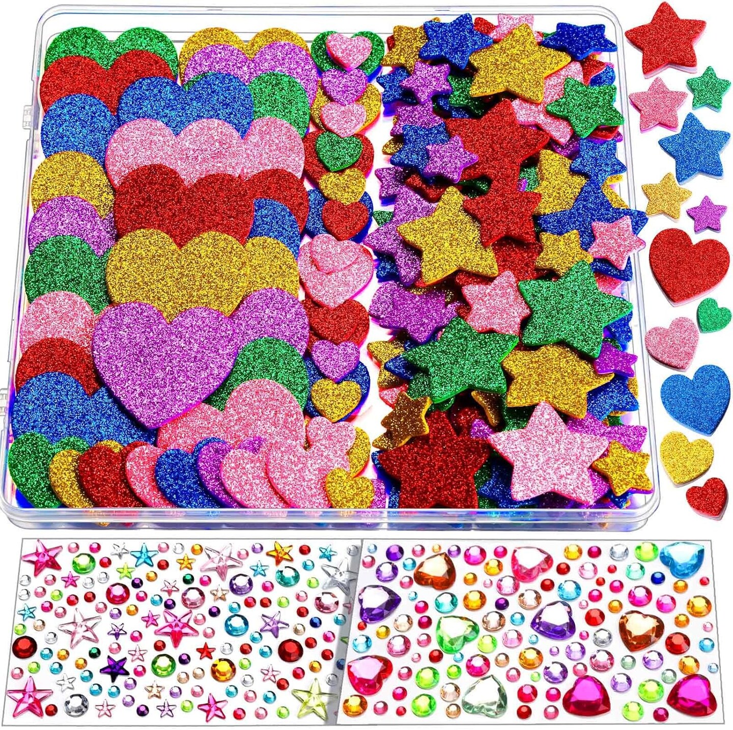 Glitter Foam Stickers Set, Colorful Self Adhesive Sticker
