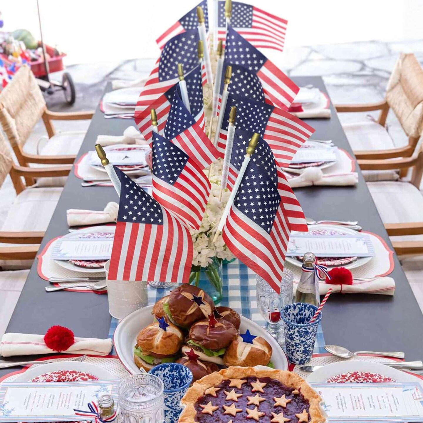 4th of July Decorations - Fourth of July Deals - 36 Patriotic Stars and Stripes Pinwheels &#x26; Flags