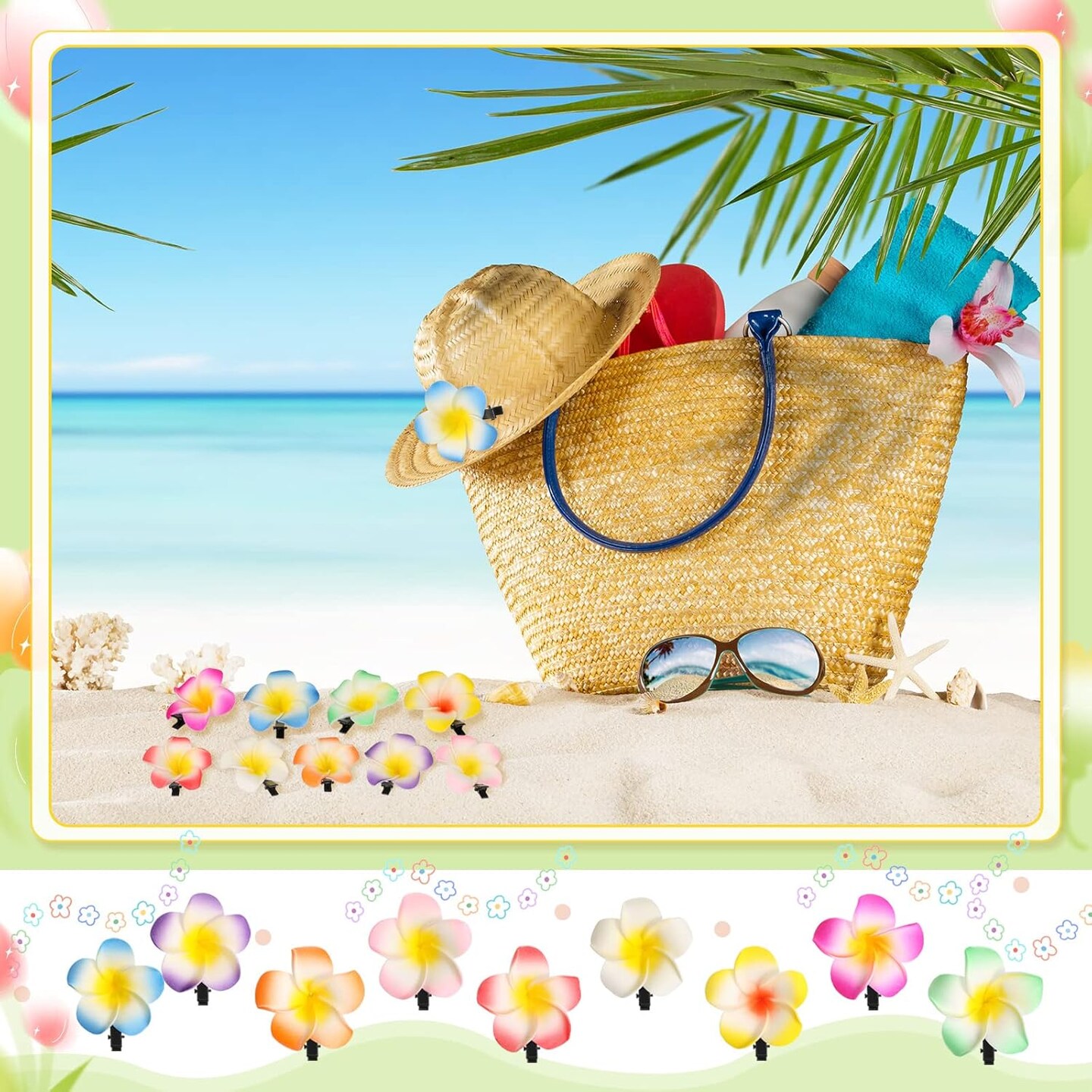 48 Pack Hawaii Artificial Plumeria Hair Clips Hair Accessories