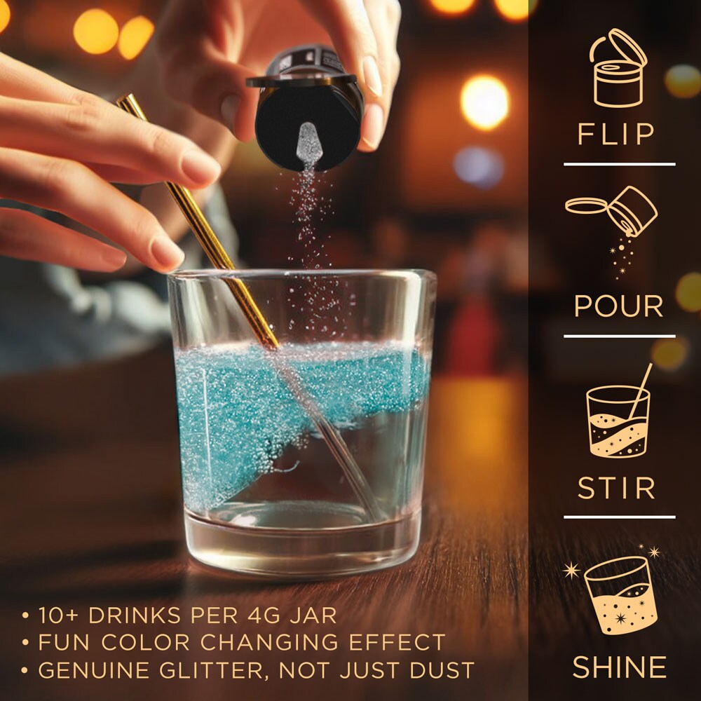Brew Glitter - Teal Color Changing Edible Drink Glitter (4g, x1 Flip-Cap Jar) for Beer, Cocktails and Beverages