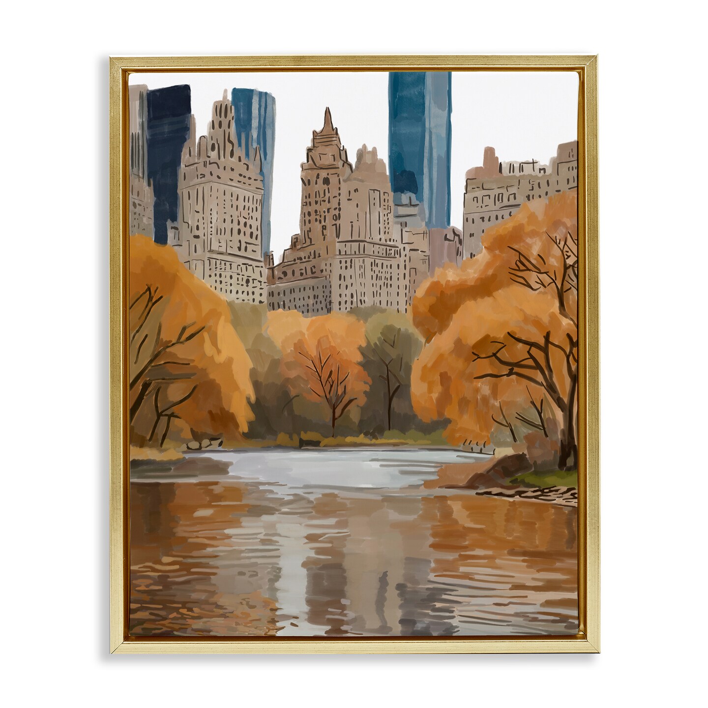 Stupell Industries Autumnal New York Across River Floating Frame By Amelia Noyes