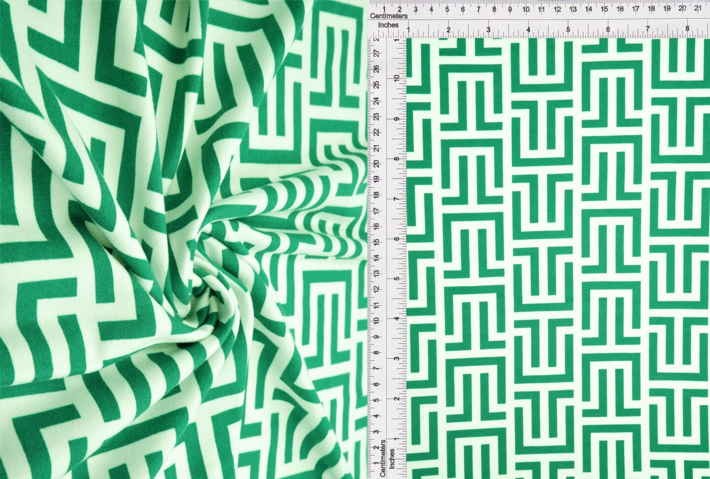 1 Yard DTY Brushed Retro Geo Greek Print Fabric Polyester Spandex Blend 58/60" Width