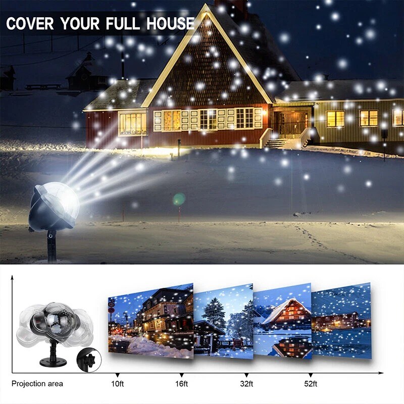 Remote Control Snowfall Snowflake LED Projector Light