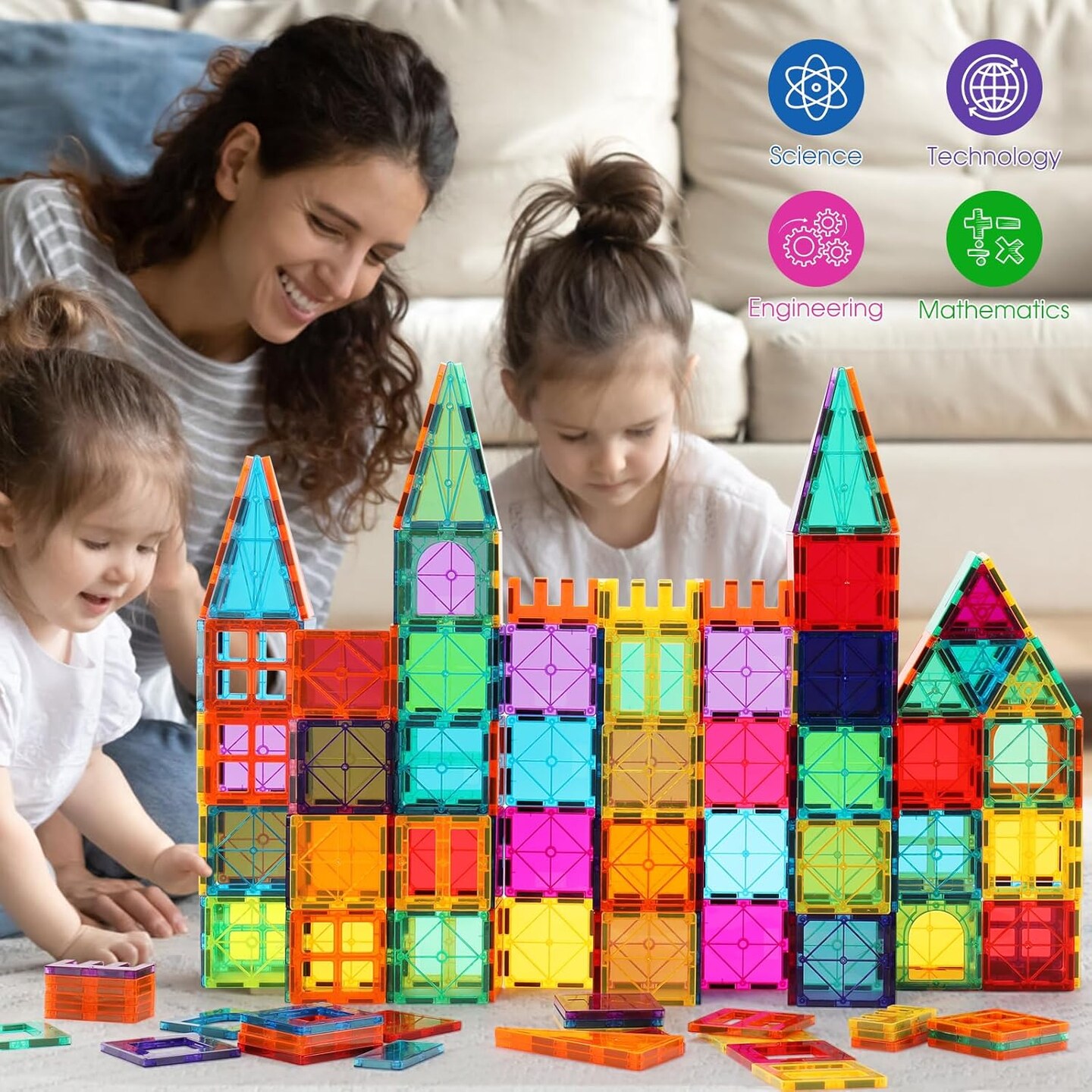 64 PCS Magnetic Building Tiles Toys