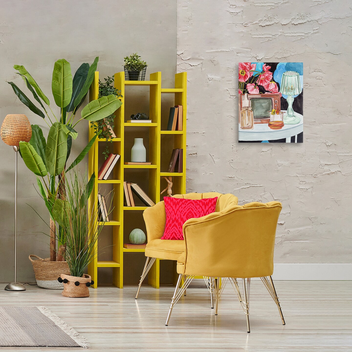 Stupell Industries Retro Glow Nightstand Canvas By Melissa Wang