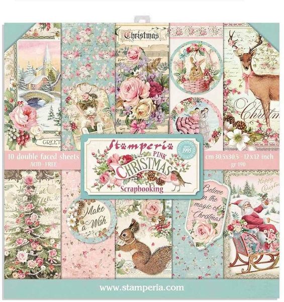 Stamperia Pink Christmas 12x12 Pad