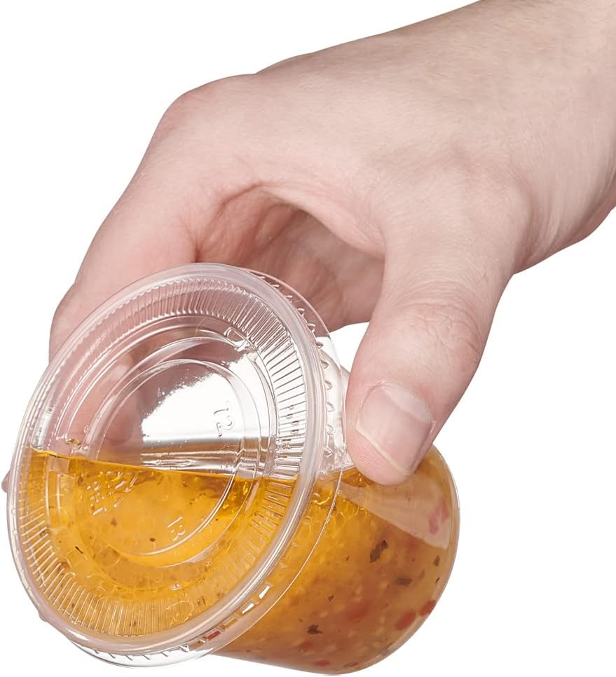 5.5 oz. - 50 Count Clear Disposable Plastic Portion Cups with Lids
