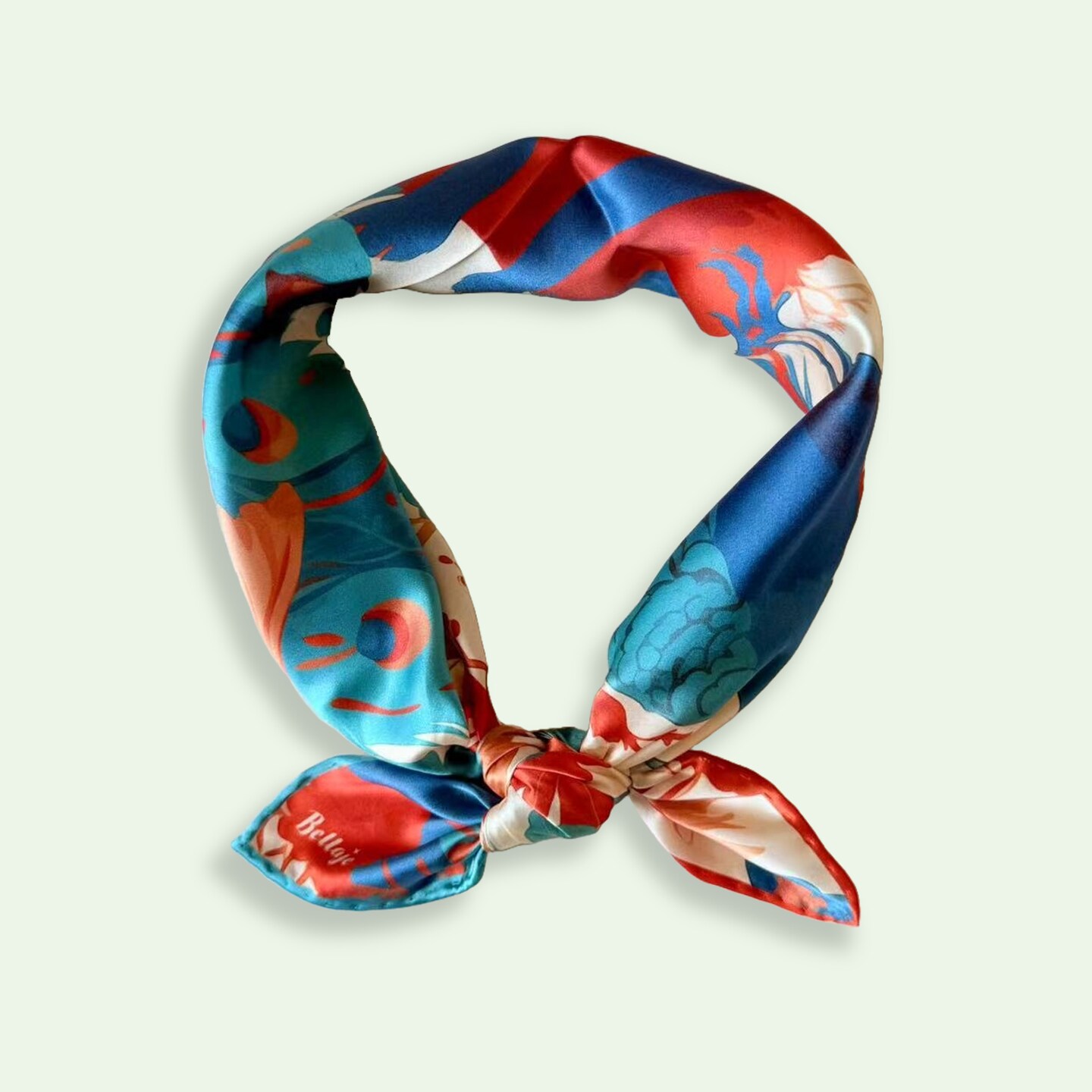 Pure Silk Square Scarf - Fox and Peacocks 27 In, Mulberry Satin