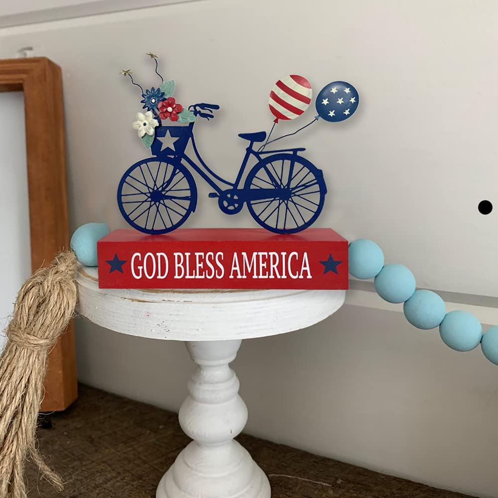 Patriotic American Flag Balloon Bicycle Table Decor(Red, White)